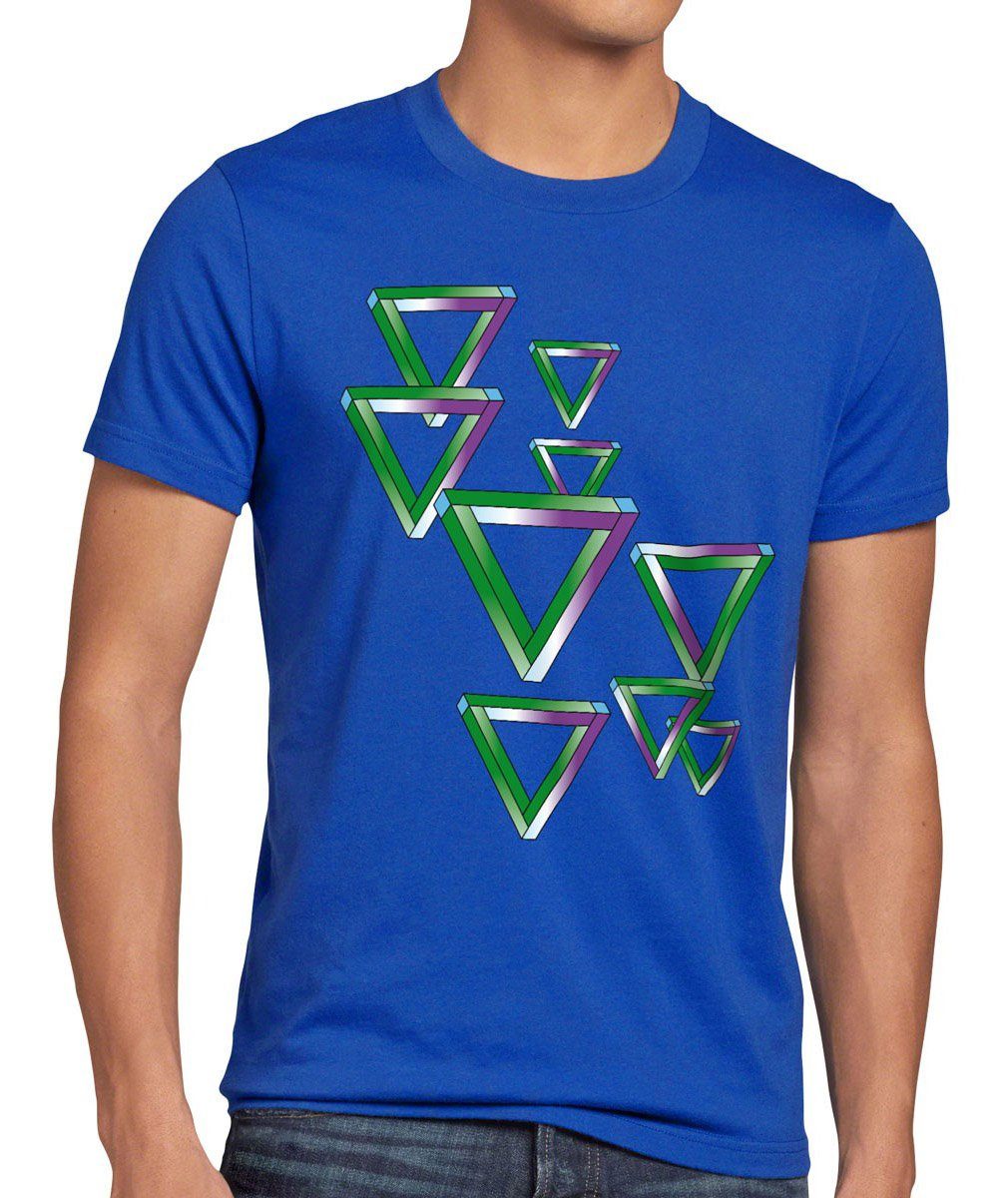 style3 Print-Shirt Herren T-Shirt Triangles Sheldon big cooper theory bang leonard triangel dreieck blau