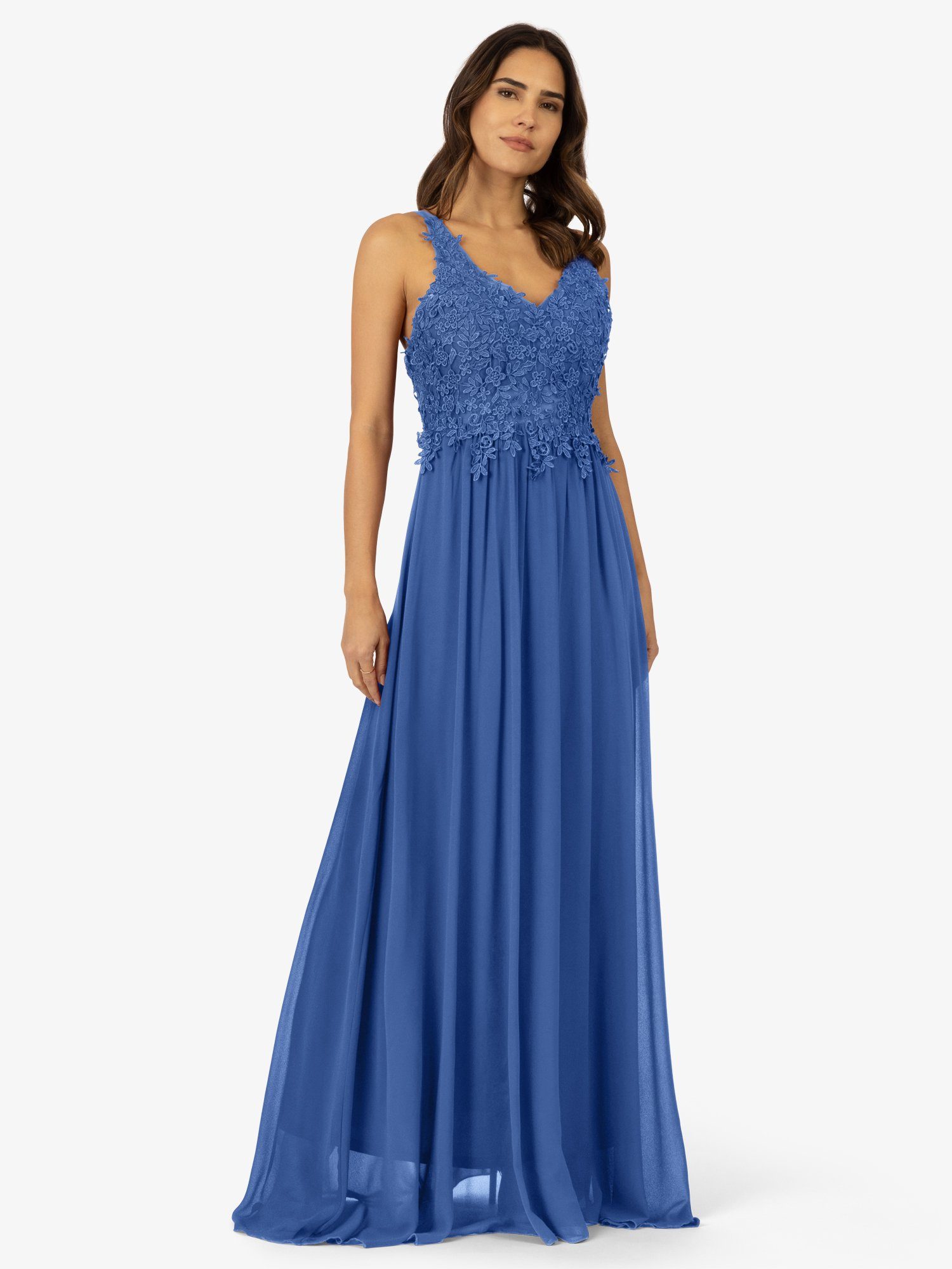 Apart Abendkleid mit tiefem V-Ausschnitt und Rückenausschnitt royal blau