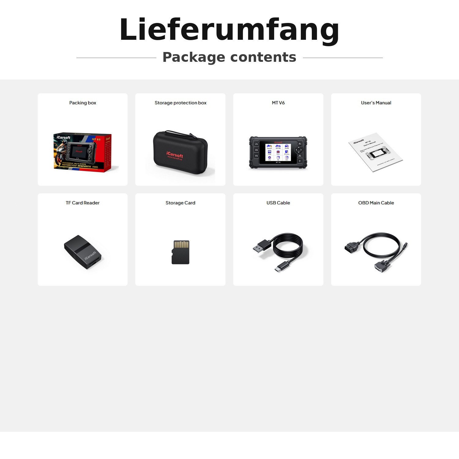 iCarsoft OBD2-Diagnosegerät MT V6 für TRIUMPH Motorräder OBD Scanner +Adapter +Updates