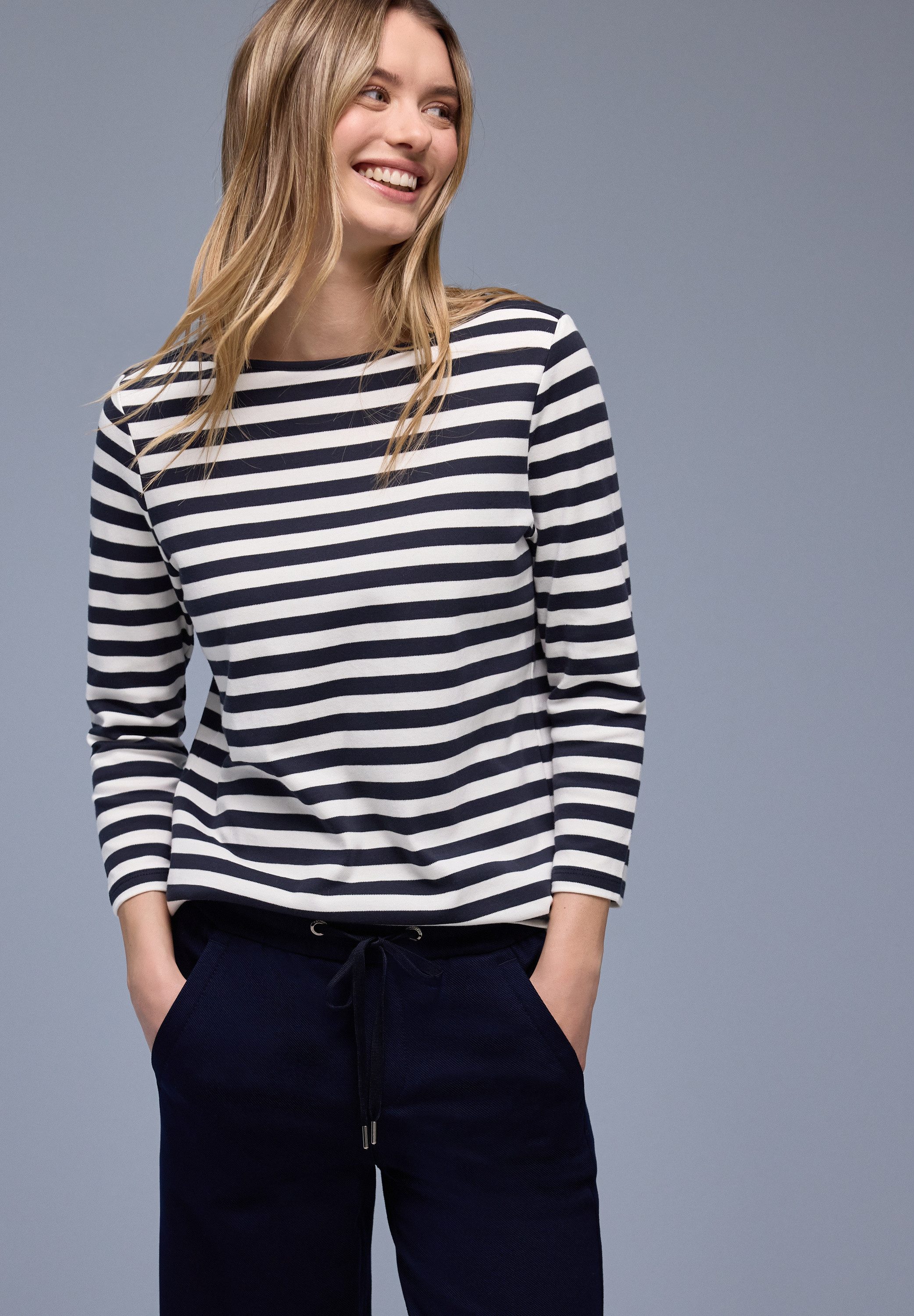 STREET ONE 3/4-Arm-Shirt aus reiner Baumwolle