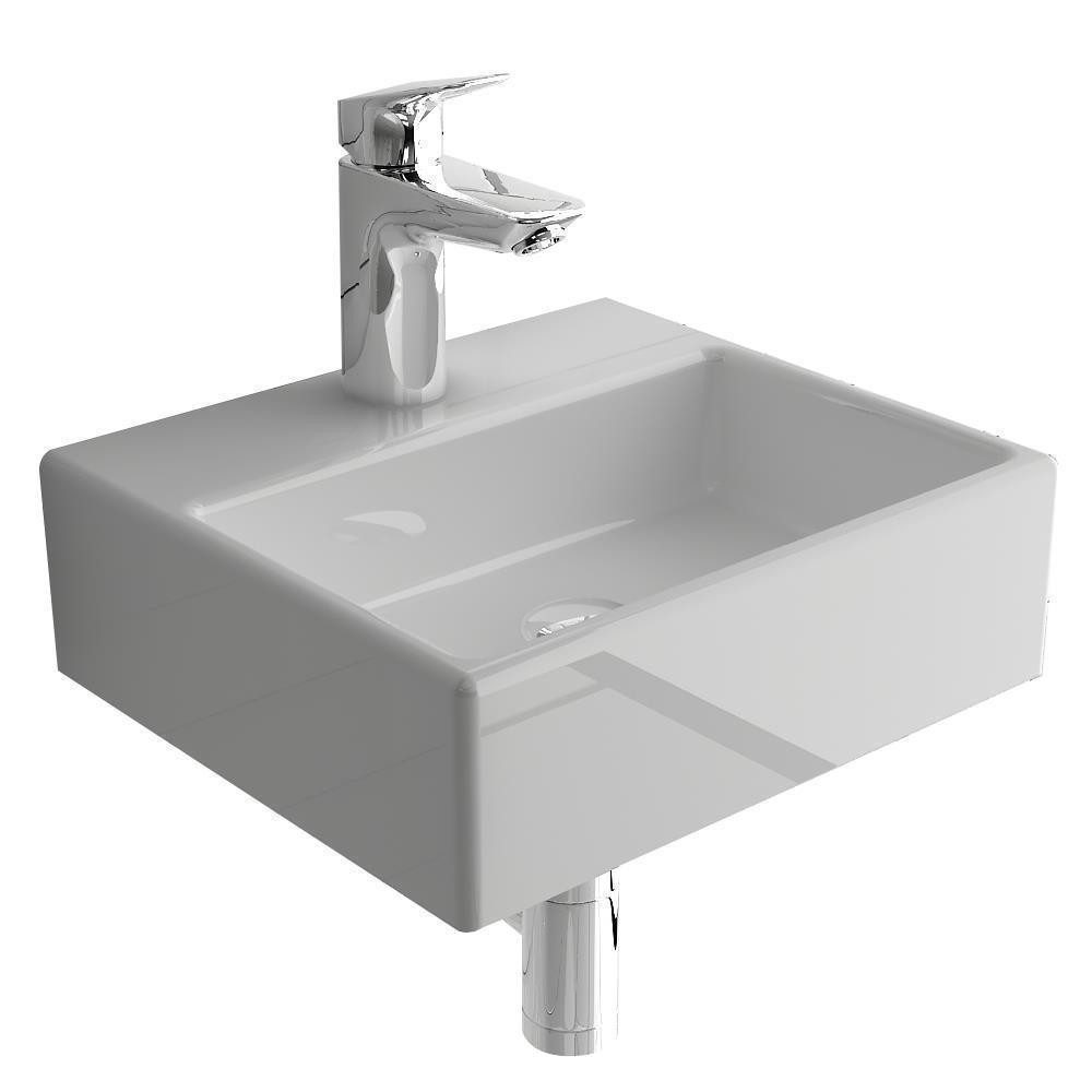 Alpenberger Waschbecken Klein Handwaschbecken Mini Waschtisch Hängewaschbecken (1-tlg. Waschplatz, 1-St., Gäste WC Waschtisch), Miniwaschbecken platzsparend & pflegeleicht, Wash Basin Sink Eckig