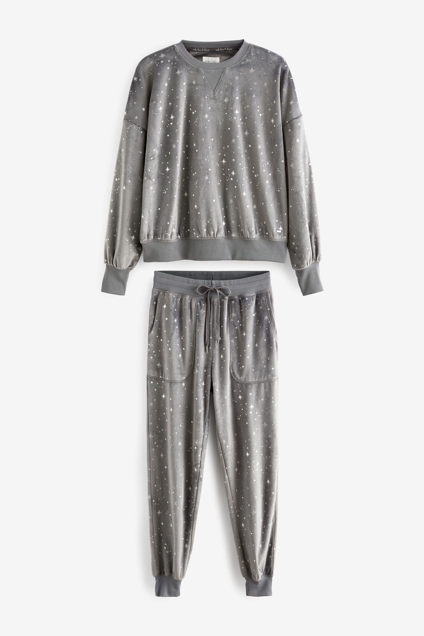 Fleece-Pyjama tlg) Grey Foil (2 Next Langärmeliger Stars Pyjama