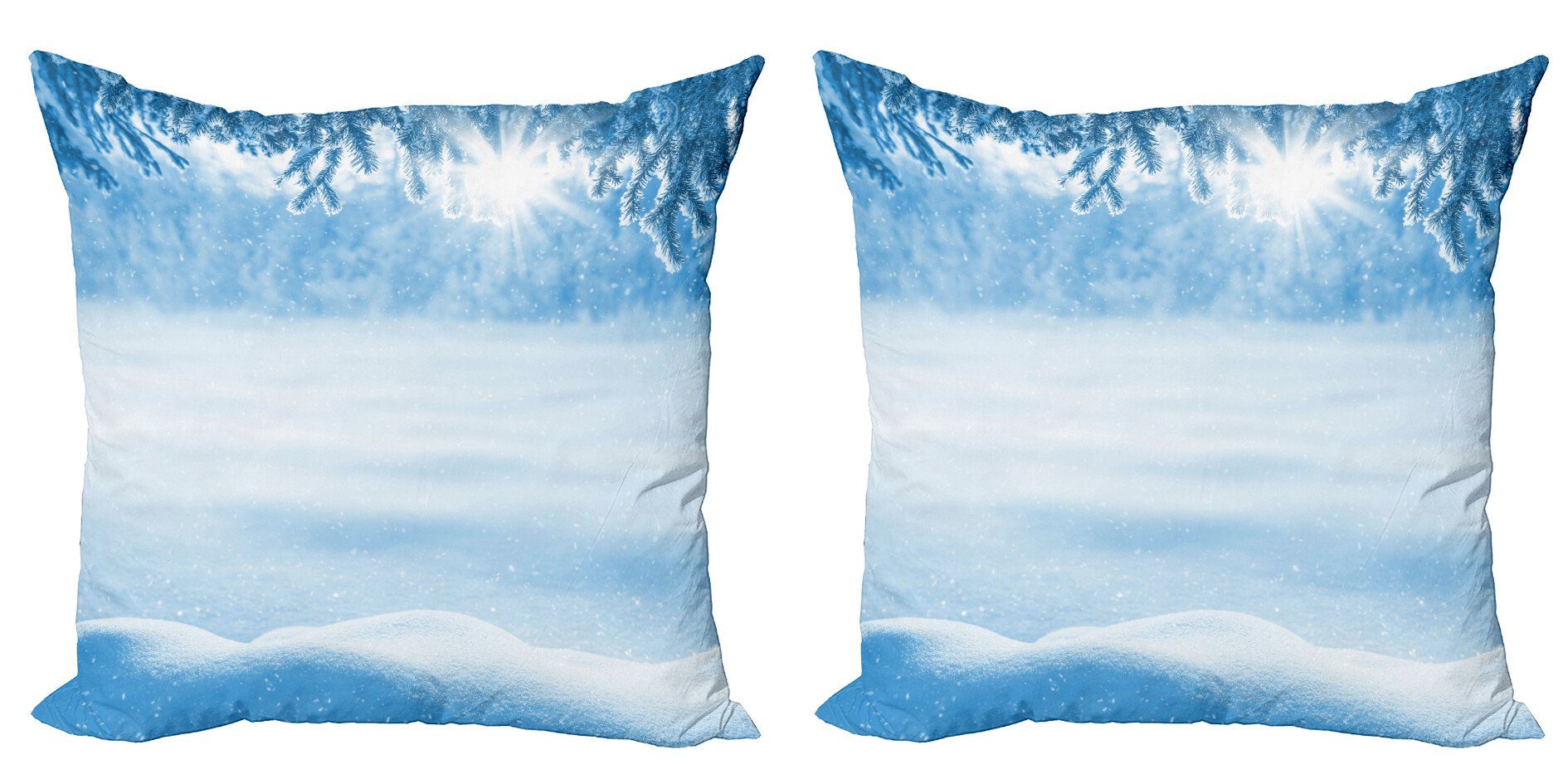 Kissenbezüge Modern Accent Doppelseitiger Digitaldruck, Winter Schnee Weiß (2 Abakuhaus Stück), Cold