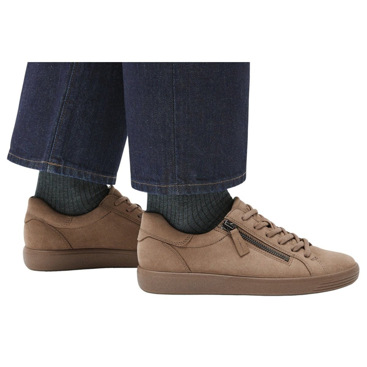 Ecco Soft 7 Side Zip Lace (Premium-Vollnarbenleder) braun Damen Sneaker günstig online kaufen