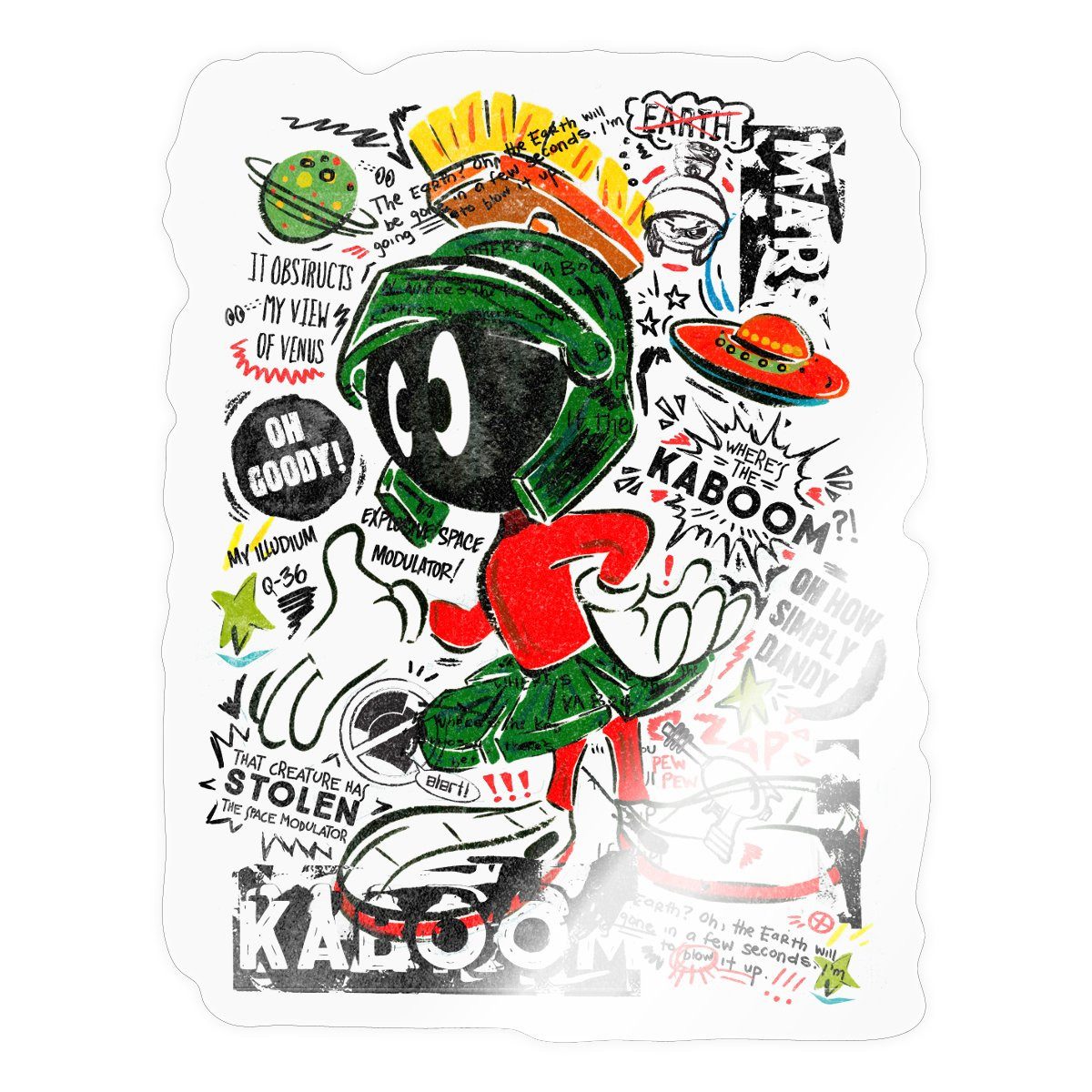 Spreadshirt Aufkleber Looney Tunes Marvin Der Marsmensch Sticker Aufkleber