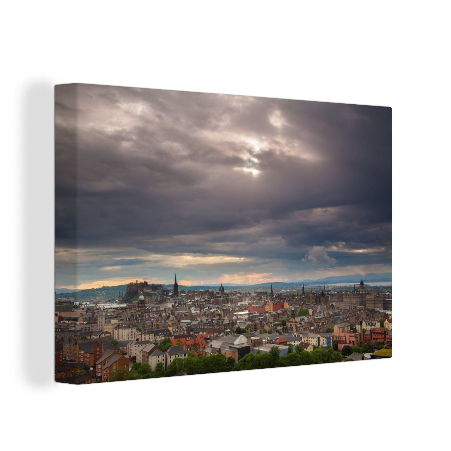 OneMillionCanvasses® Leinwandbild Architektur - Luft - Stadtzentrum - Edinburgh, (1 St), Wandbild Leinwandbilder, Aufhängefertig, Wanddeko, 30x20 cm