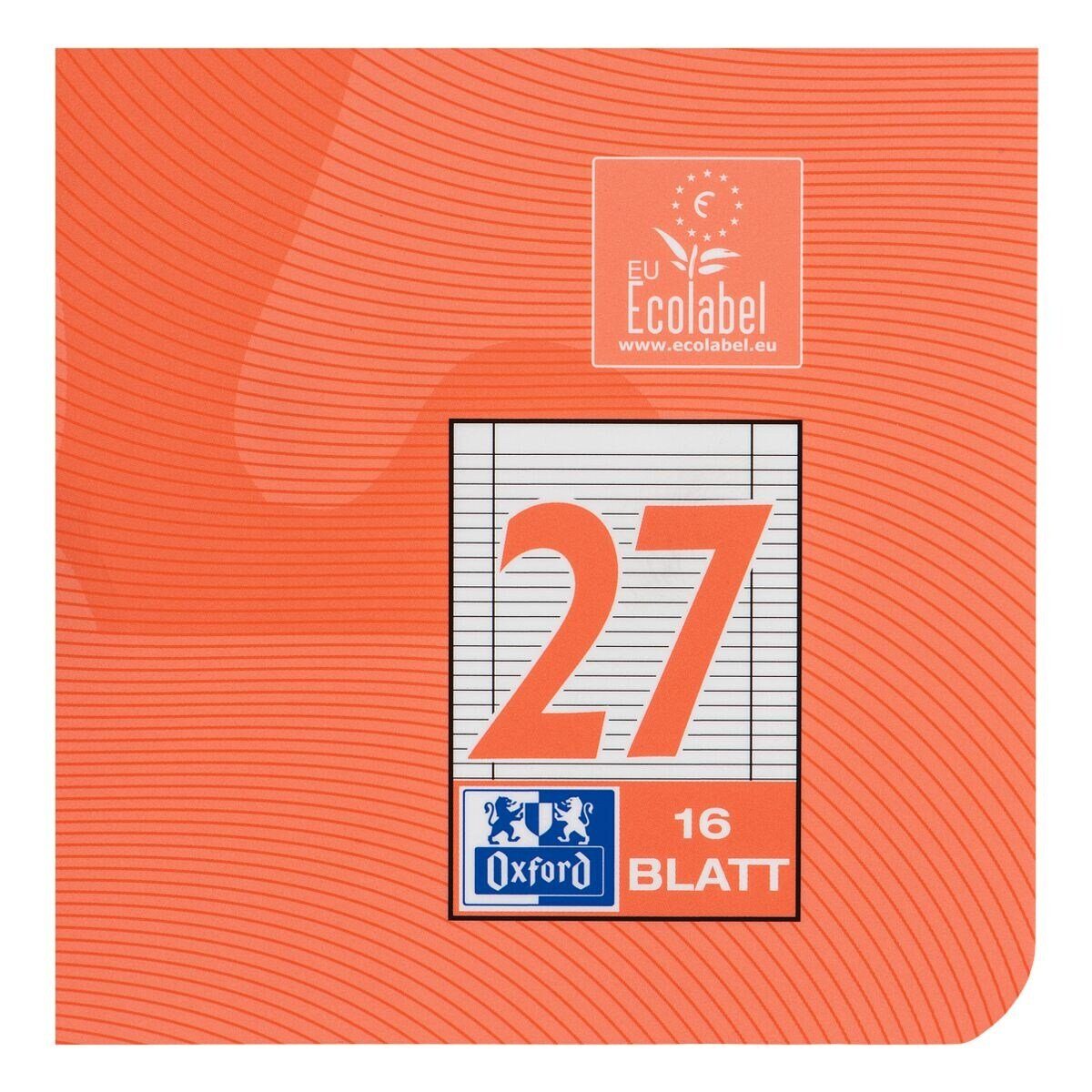 OXFORD Schulheft Touch, A4, liniert (Lineatur 27), Innen-/ Außenrand, ungelocht, 16 Blatt