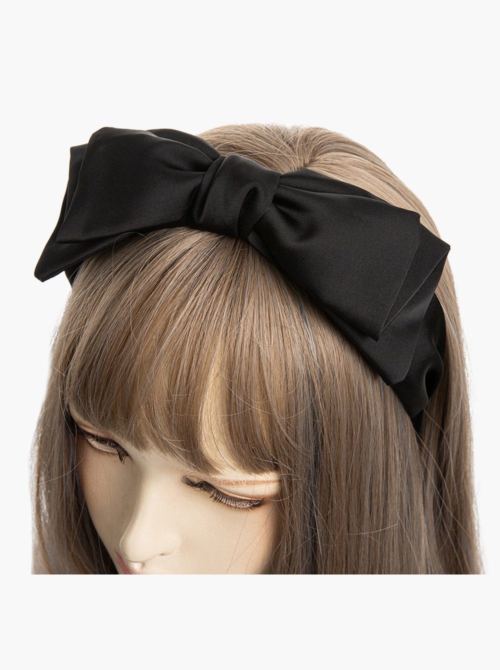 Schwarz bezogen, Satin große Haareifen Damen Schleife axy Haarband mit Satin Haarreif Haarreif