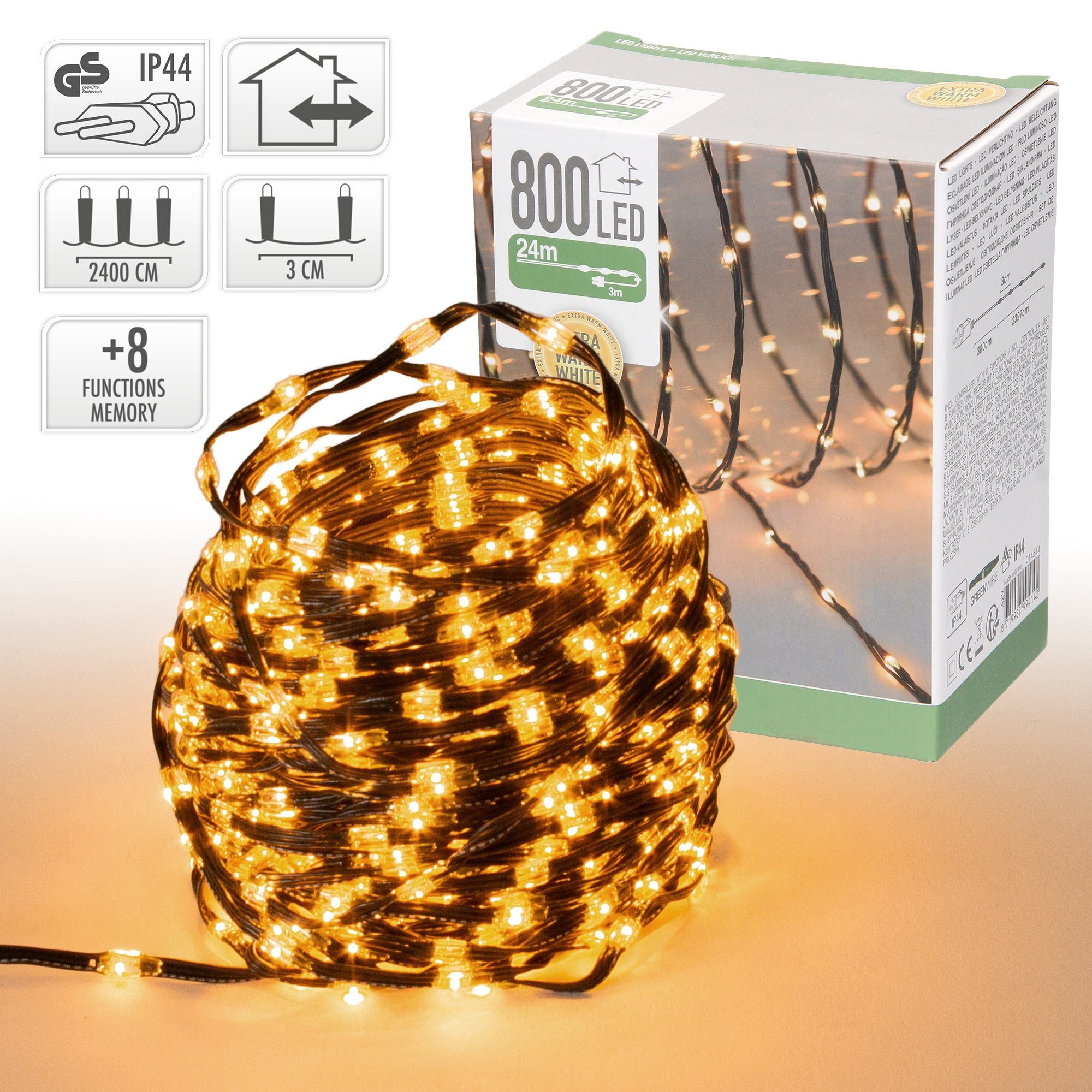 ECD Germany Weihnachtsfigur LED Micro Cluster Lichterkette 24 m mit 800  warmweißen LEDs