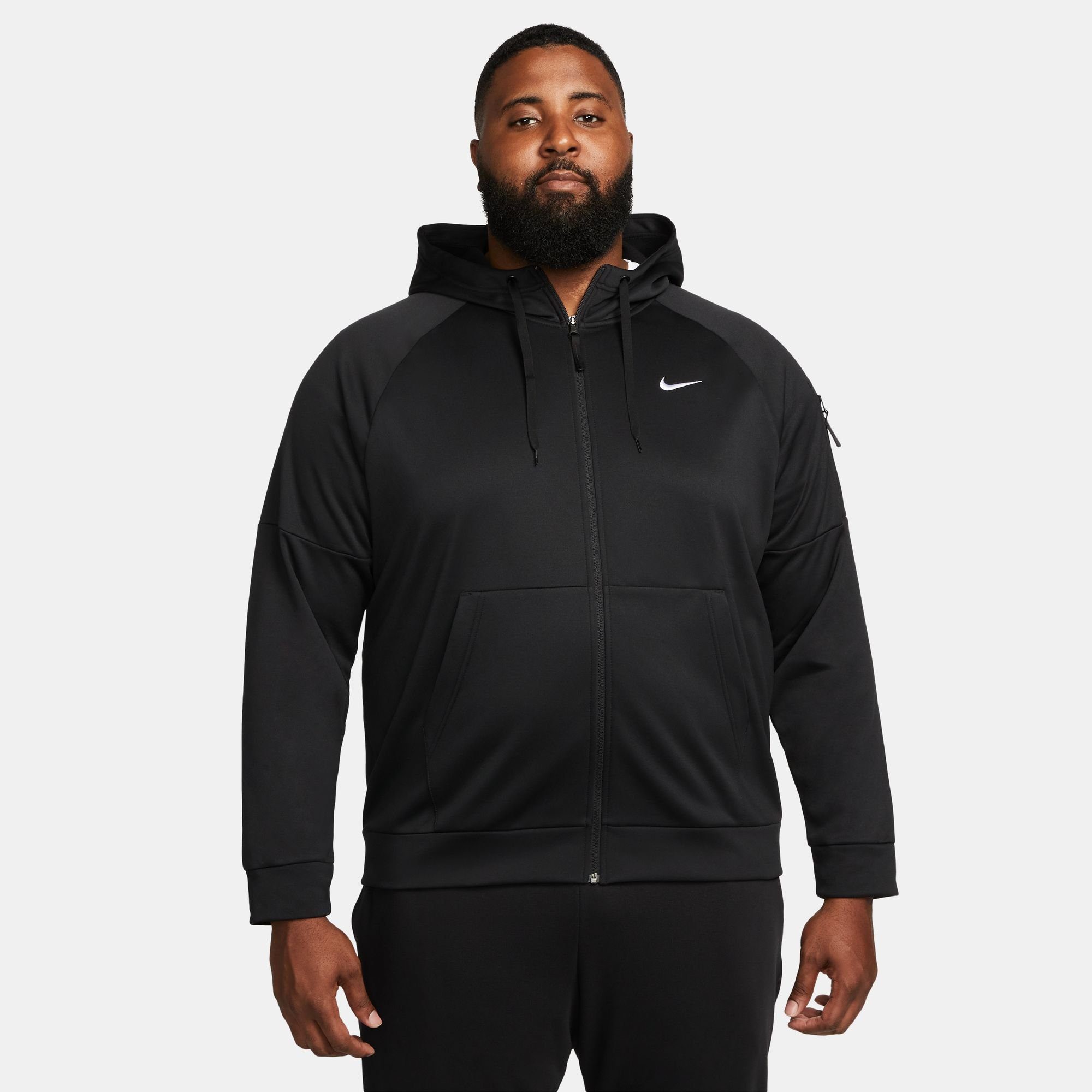 Nike Kapuzensweatjacke THERMA-FIT MEN'S FULL-ZIP BLACK/BLACK/WHITE FITNESS HOODIE