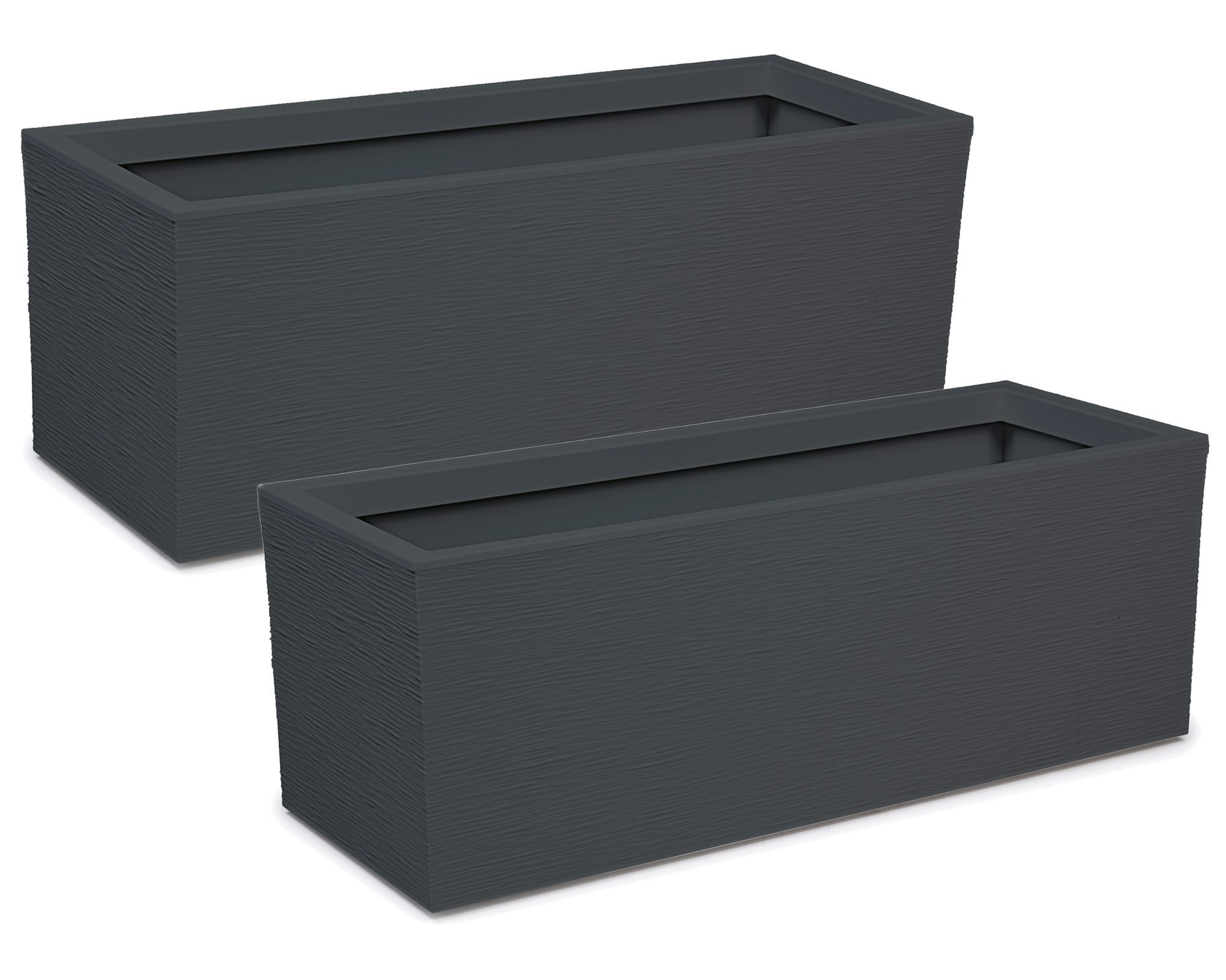 ONDIS24 Blumenkasten Graphit (2 St), 79.5 x 29.5 x 29.5 (H) cm, Pflanzvolumen ca. 57 Liter