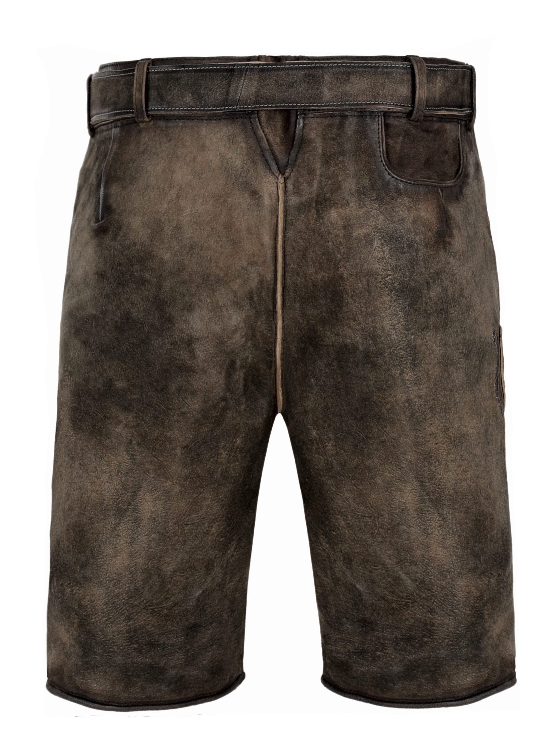 Trachtenlederhose Lederhose kurz Ulrich dunkelbraun (2-tlg) inkl. Gürtel günstig online kaufen