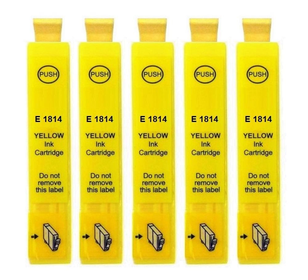 inkpro 5 x Druckerpatrone T18 XL kompatibel mit Epson 18XL, T1814 gelb Tintenpatrone (für Epson Expression Home XP-102, 202, 205, 212, 215, 225, 30, 302, 305, 312, 313, 315, 322, 325, 33, 402, 405, 412, 413, 415, 420, 422, 425, 5-tlg., Ersetzt Epson T1804, T1814, T18XL, 18XL yellow (Gänseblümchen)