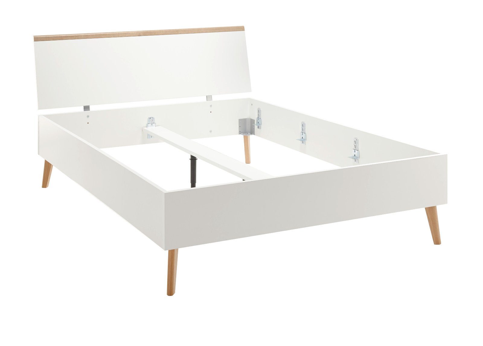 Furn.Design Einzelbett Helge Riviera, 140 mit 200 skandinavisches weiß Liegefläche in cm), (Einzelbett Design x Eiche