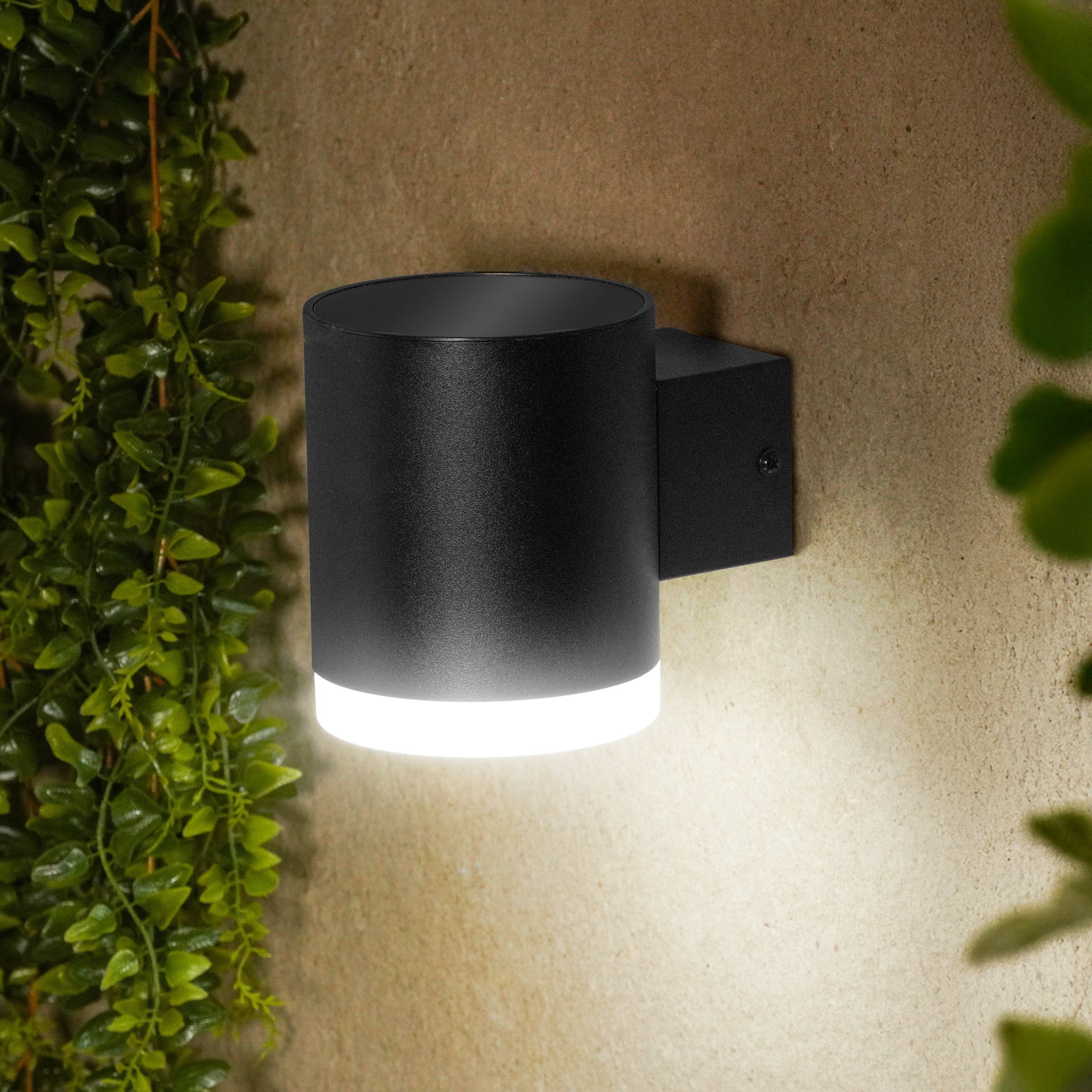 esotec LED Außen-Wandleuchte ALU Solarleuchte Aura 3 Lichtstärken 35LEDs 4000K neutralweiß 102946, LED fest integriert