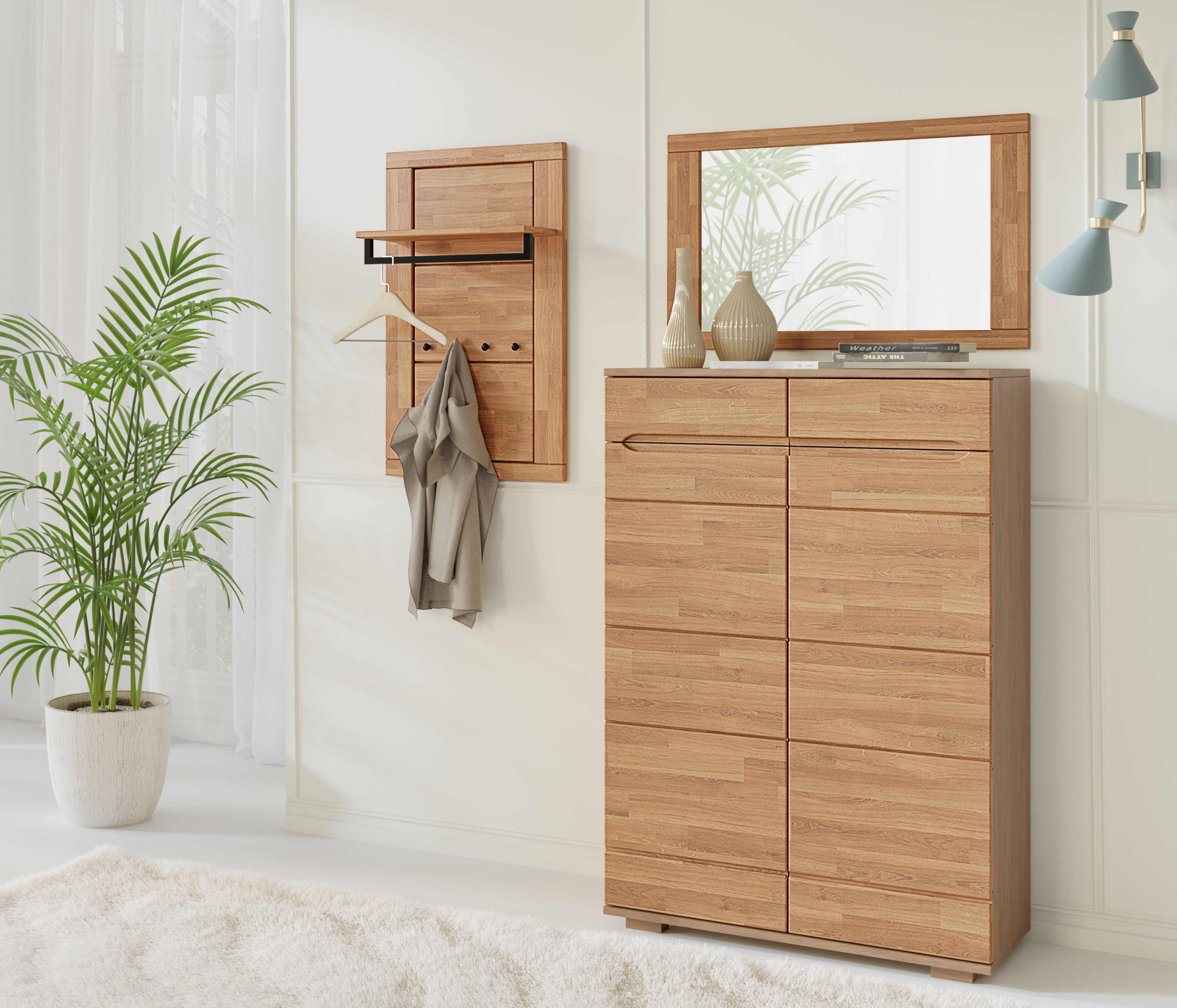 Home affaire Garderoben-Set, (3-St), Zeitloses 3-teiliges Garderoben-Set,platzsparend,fuktional,Flur, Diele