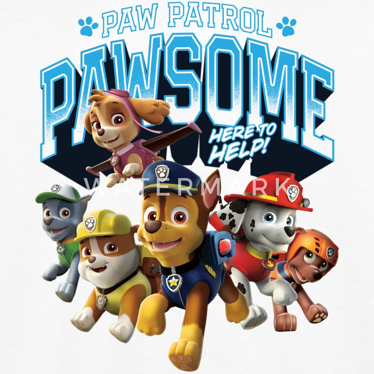 Spreadshirt T-Shirt Paw Patrol Pawsome Here To Help Spruch Blau Kinder Premium Langarmshir (1-tlg)