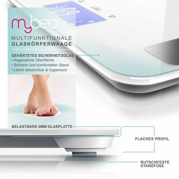 MyBeo Körper-Analyse-Waage, Digitale Diagnosewaage, LCD Display, 7 Indikatoren. max. 10 Profile