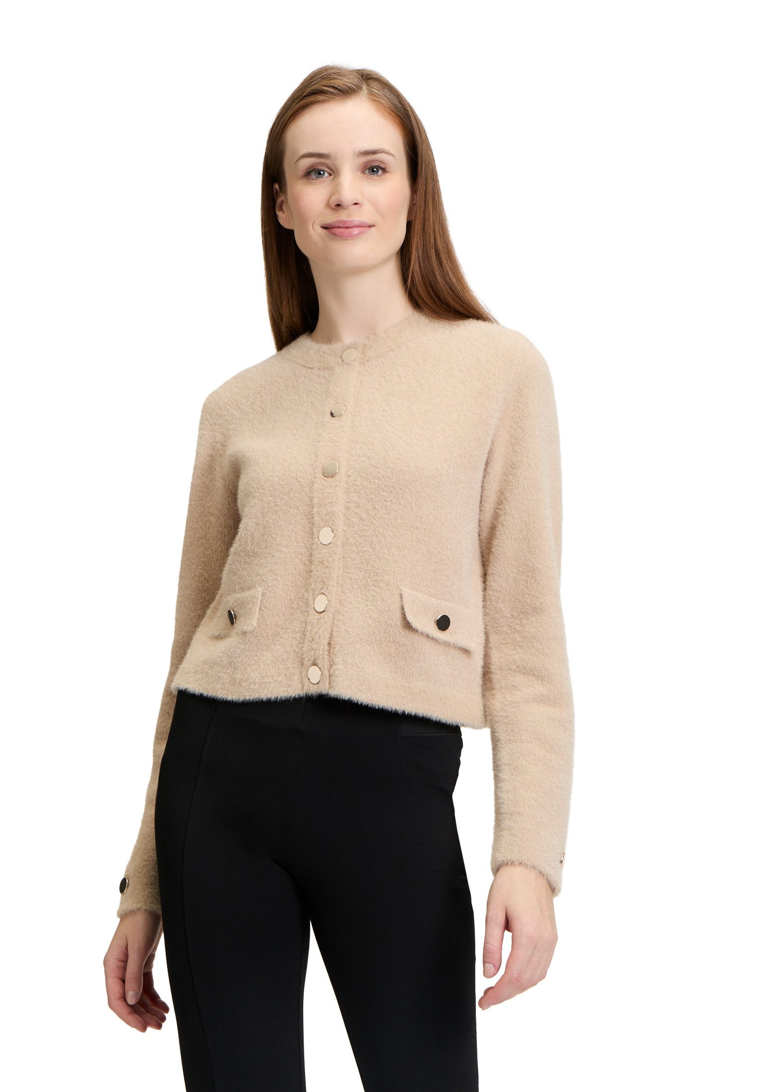 Strickjacke Damen Grobstrickjacke mit Knopfleiste