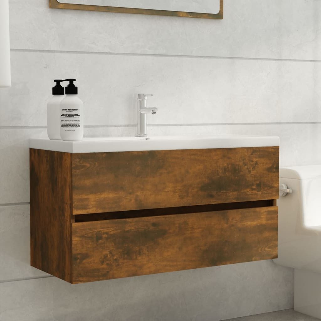 vidaXL Waschtisch 90 x 385 x 45 cm Waschbeckenschrank Waschtischschrank Unterschrank Räu