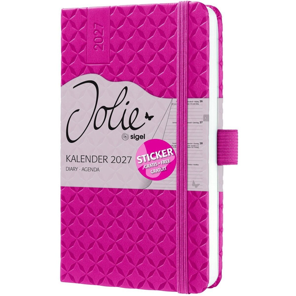 Sigel Taschenkalender Wochenkalender Jolie 2027 Hardcover ca. A6 Fuchsia Pink 174 Seiten