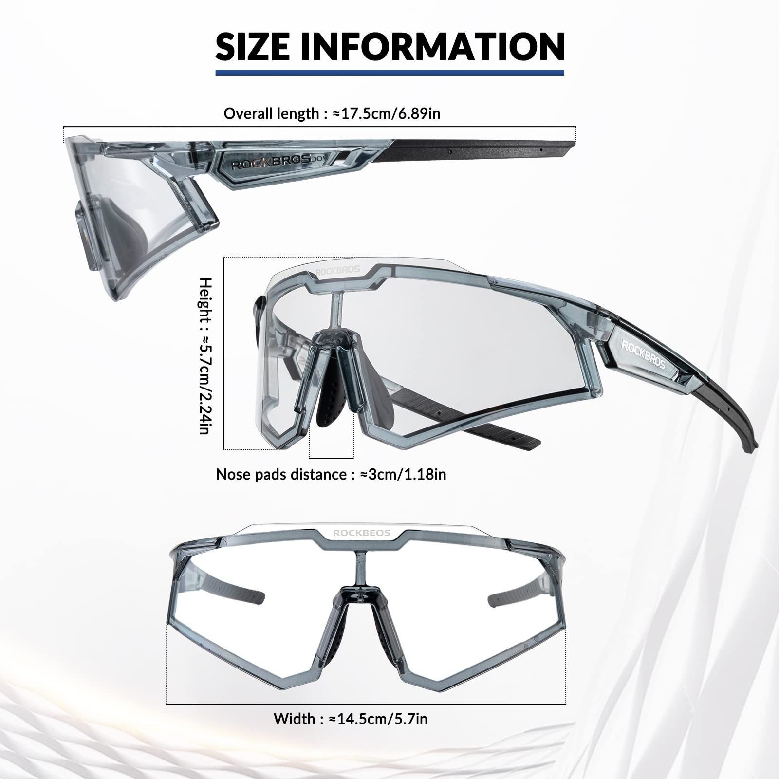 ROCKBROS Fahrradbrille Polarisierte Sportbrille, Sonnenbrille UV400-Schutz, winddicht, Leicht und langlebig