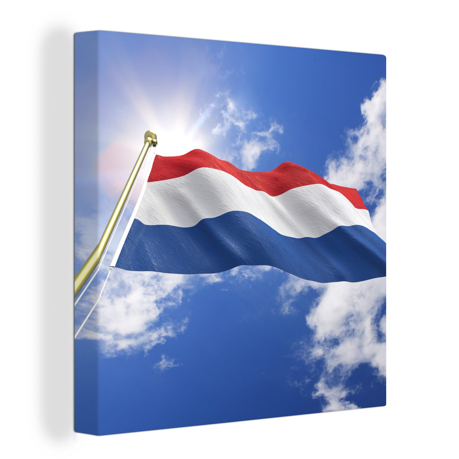 OneMillionCanvasses® Leinwandbild Die Flagge Niederlande (1 weht St), Schlafzimmer Himmel, Leinwand der am für Bilder Wohnzimmer