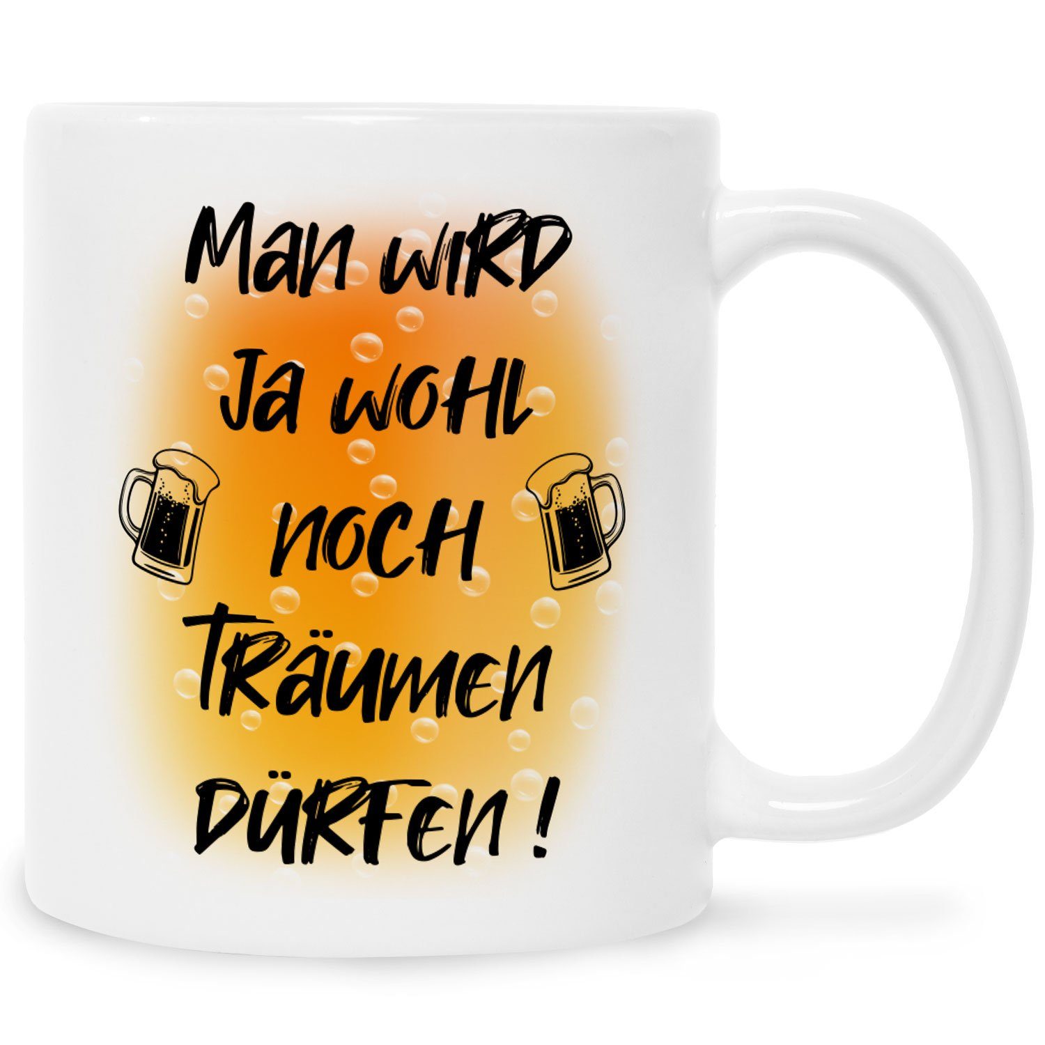 GRAVURZEILE Tasse mit Spruch - Man wird ja wohl noch träumen dürfen, Keramik, Farbe: Weiß
