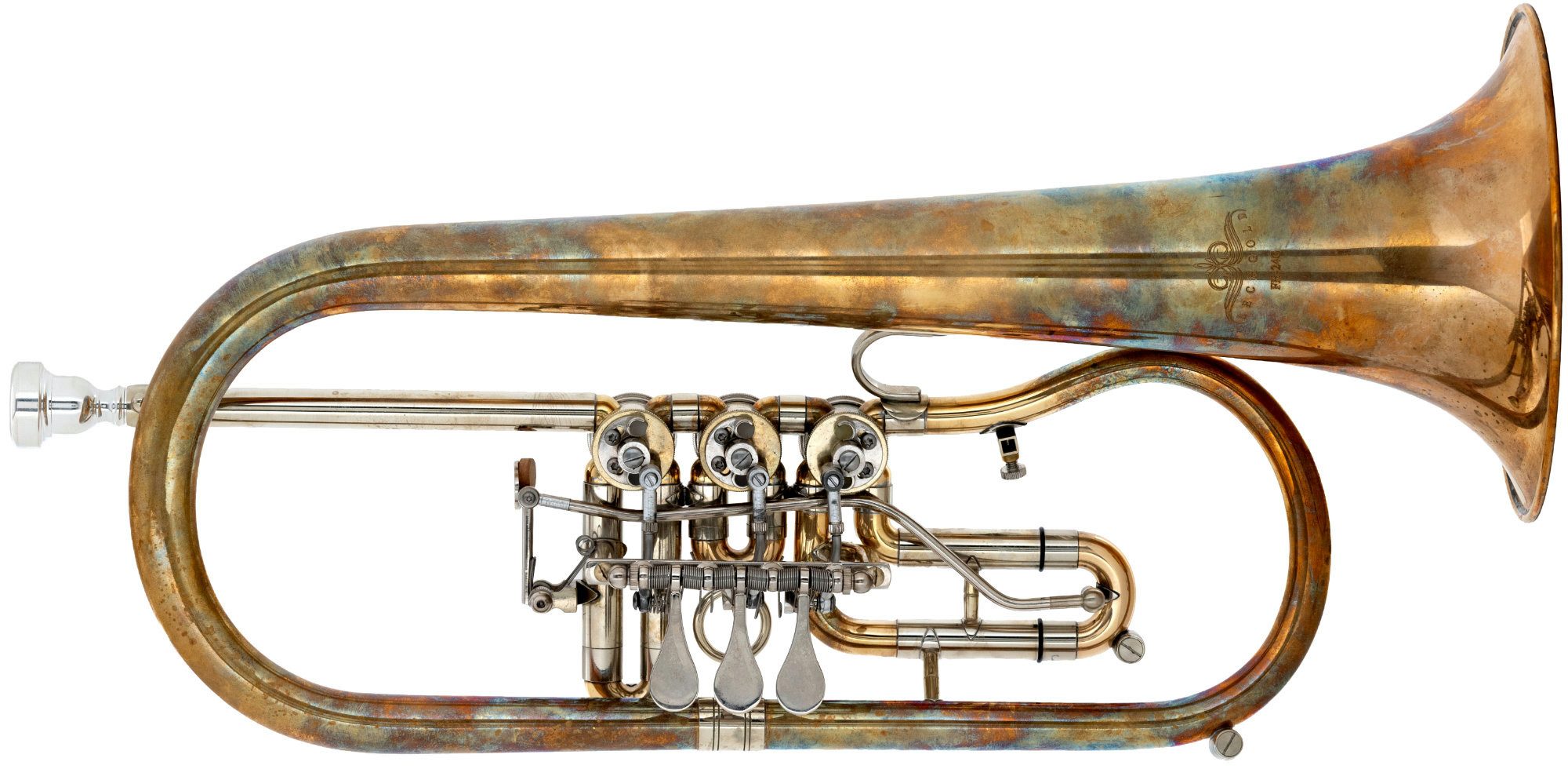 Lechgold Flügelhorn Lechgold FH-24GR Bb-Flügelhorn unlackiert Bb Drehventil, Tonausgleich am 3. Ventilzug I Marschnotenhalter