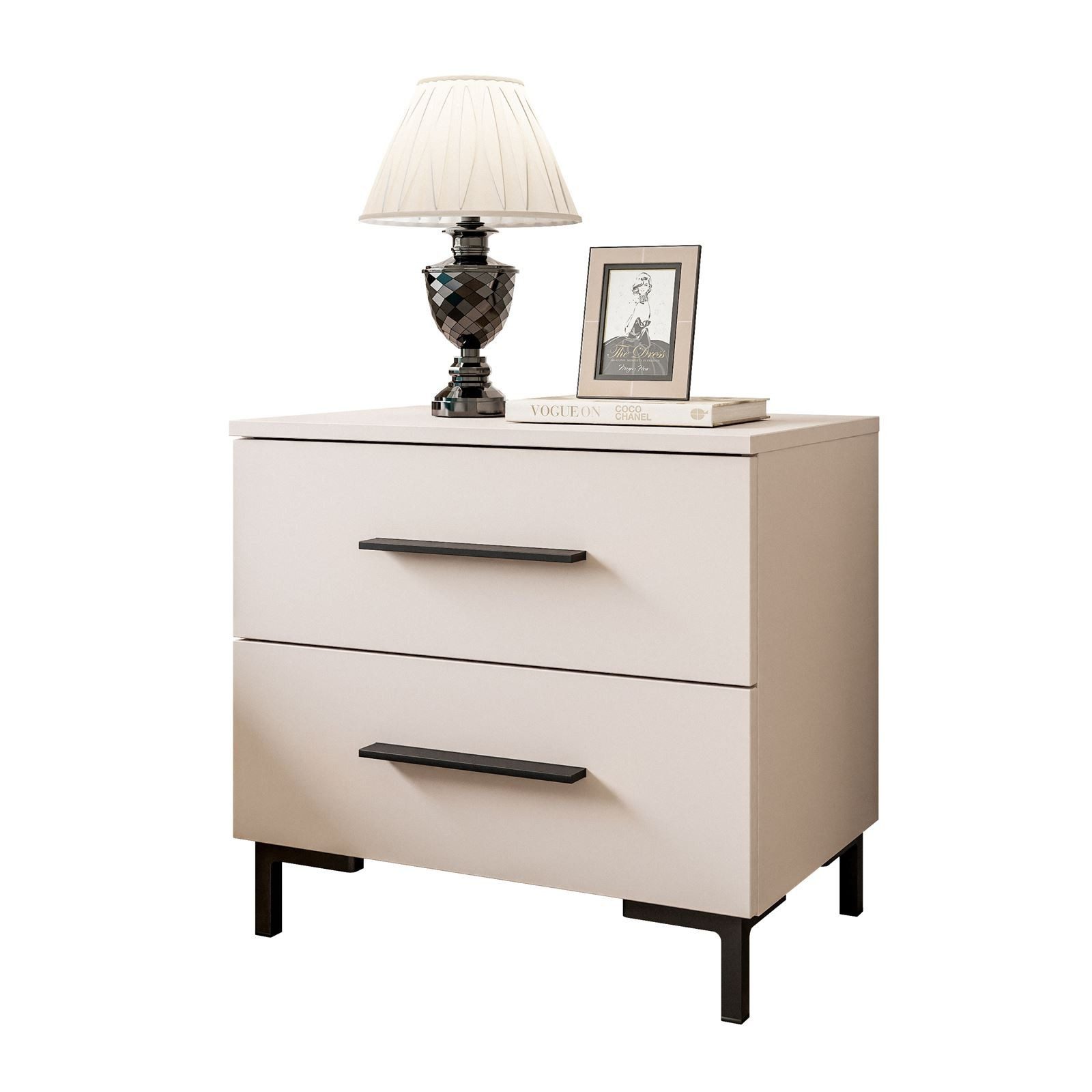 Lookway Nachttisch LINA Kaschmir mit LED Beleuchtung, Breite 55cm günstig online kaufen