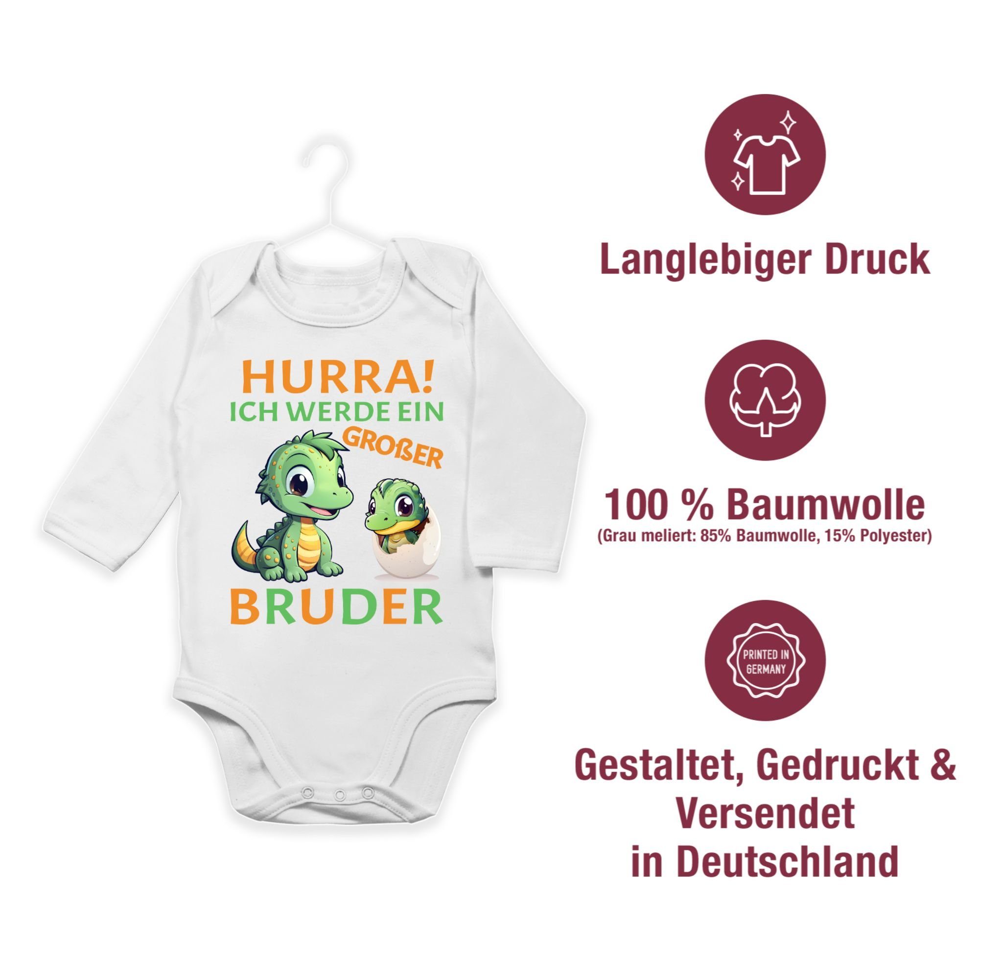 Ich - Ich großer Großer Hurra bin Bruder großer Shirtbody endlich Bruder Shirtracer großer 2 Bruder Weiß - werde