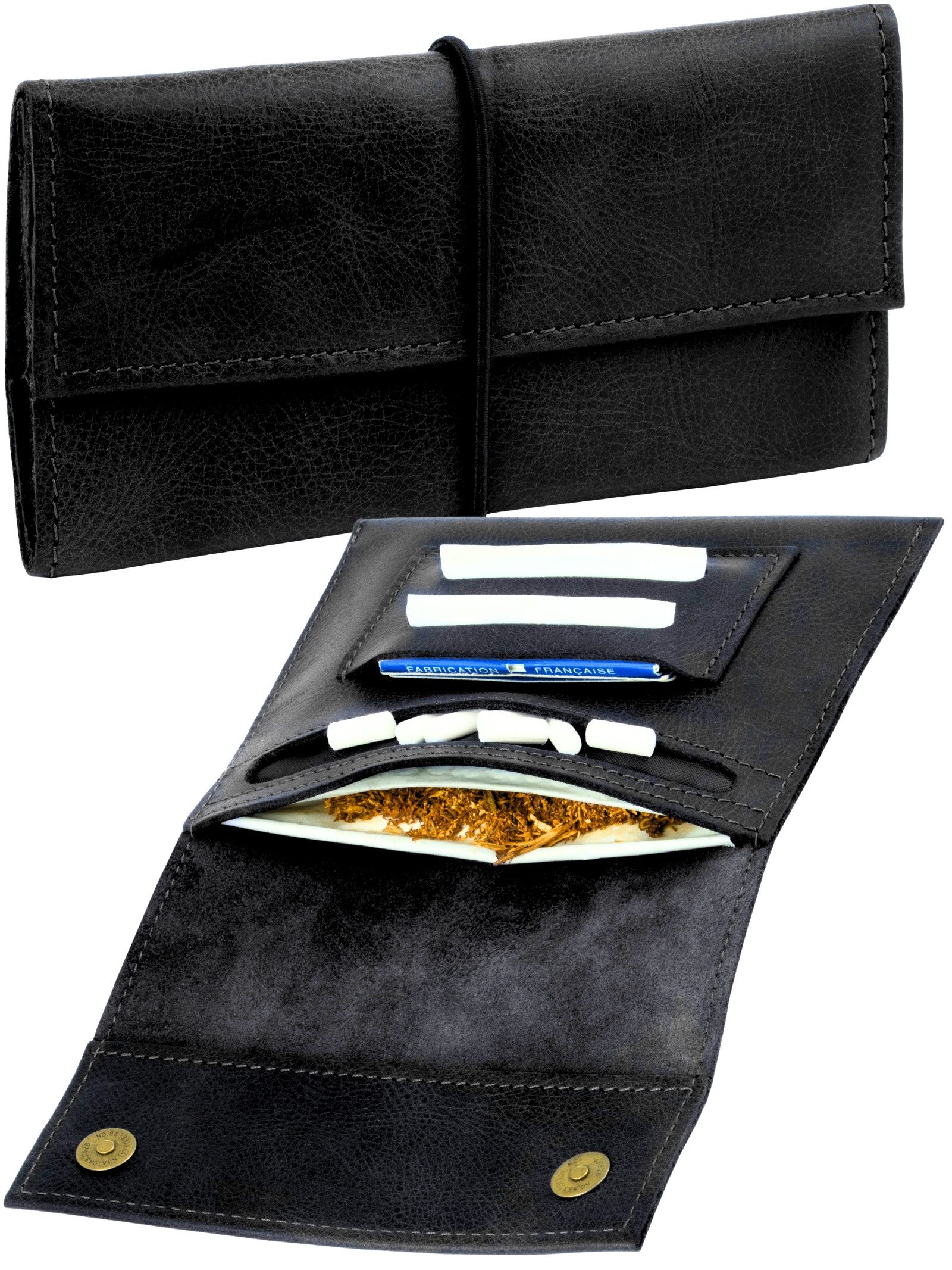 Simaru Tabakbeutel BEJA (Tabaktasche, 1-tlg., aus Echtleder, mit Paper Holder und Filterfach), Made in EU, Handmade