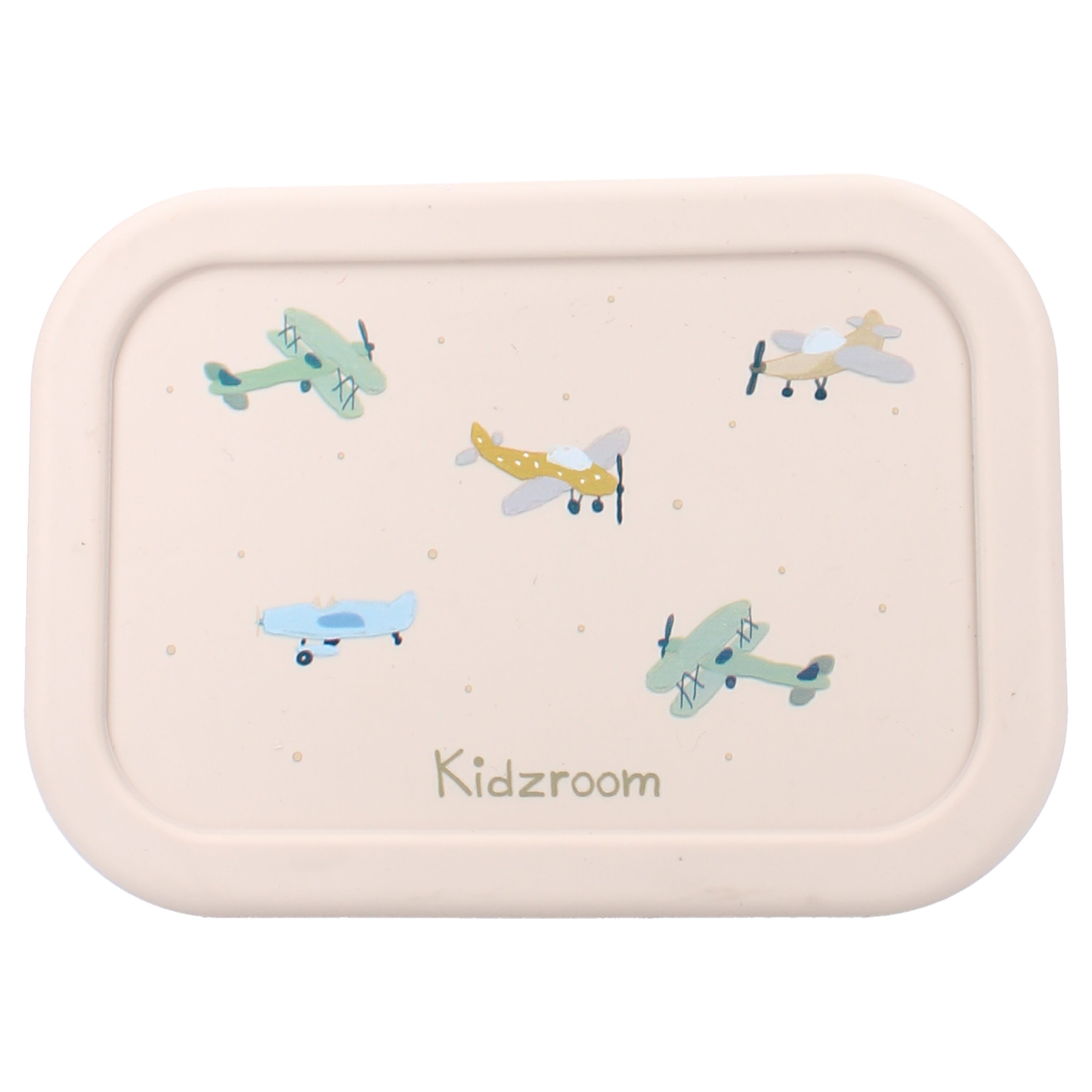 Kidzroom Lunchbox aus Silikon – Brotdose mit Flugzeug-Print & 3 Fächern