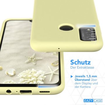 EAZY CASE Handyhülle Premium Silikon Case für Huawei P Smart (2020) 6,21 Zoll, Handycover Softcase Hülle Silikon mit Displayschutz kratzfest Gelb