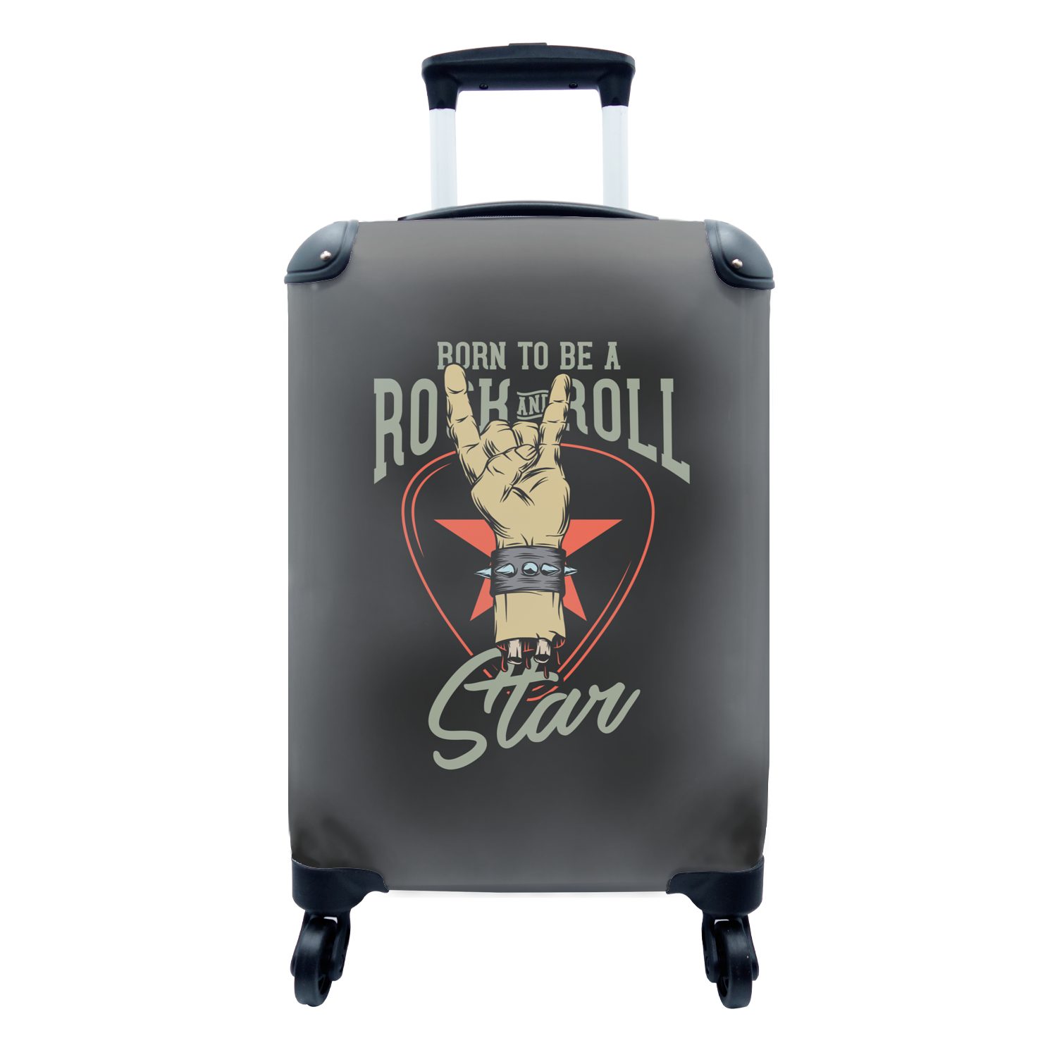 MuchoWow Handgepäckkoffer Rock - Vintage - Armband, 4 Rollen, Reisetasche mit rollen, Handgepäck für Ferien, Trolley, Reisekoffer