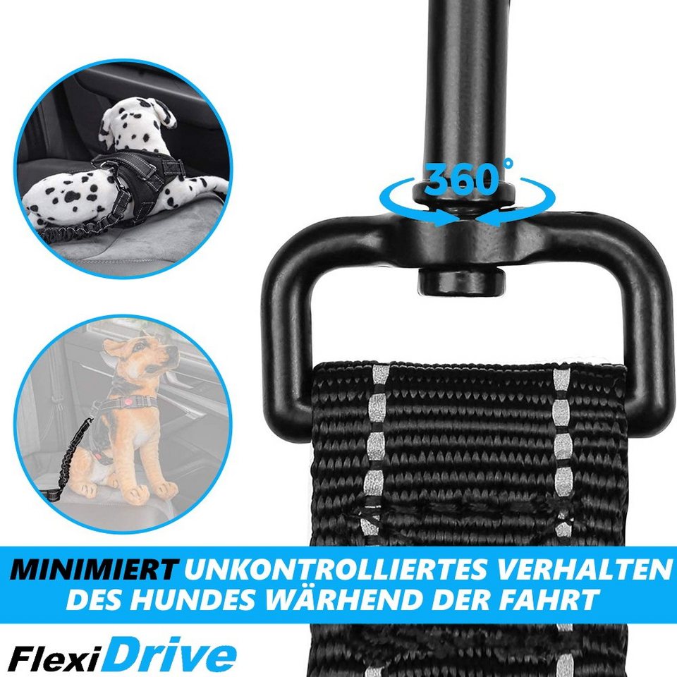 MAVURA Autohundegeschirr FlexiDrive Hunde Auto Sicherheitsgurt elastisch  verstellbar, KFZ Hundegurt mit Rückdämpfung schwarz [2er Set]