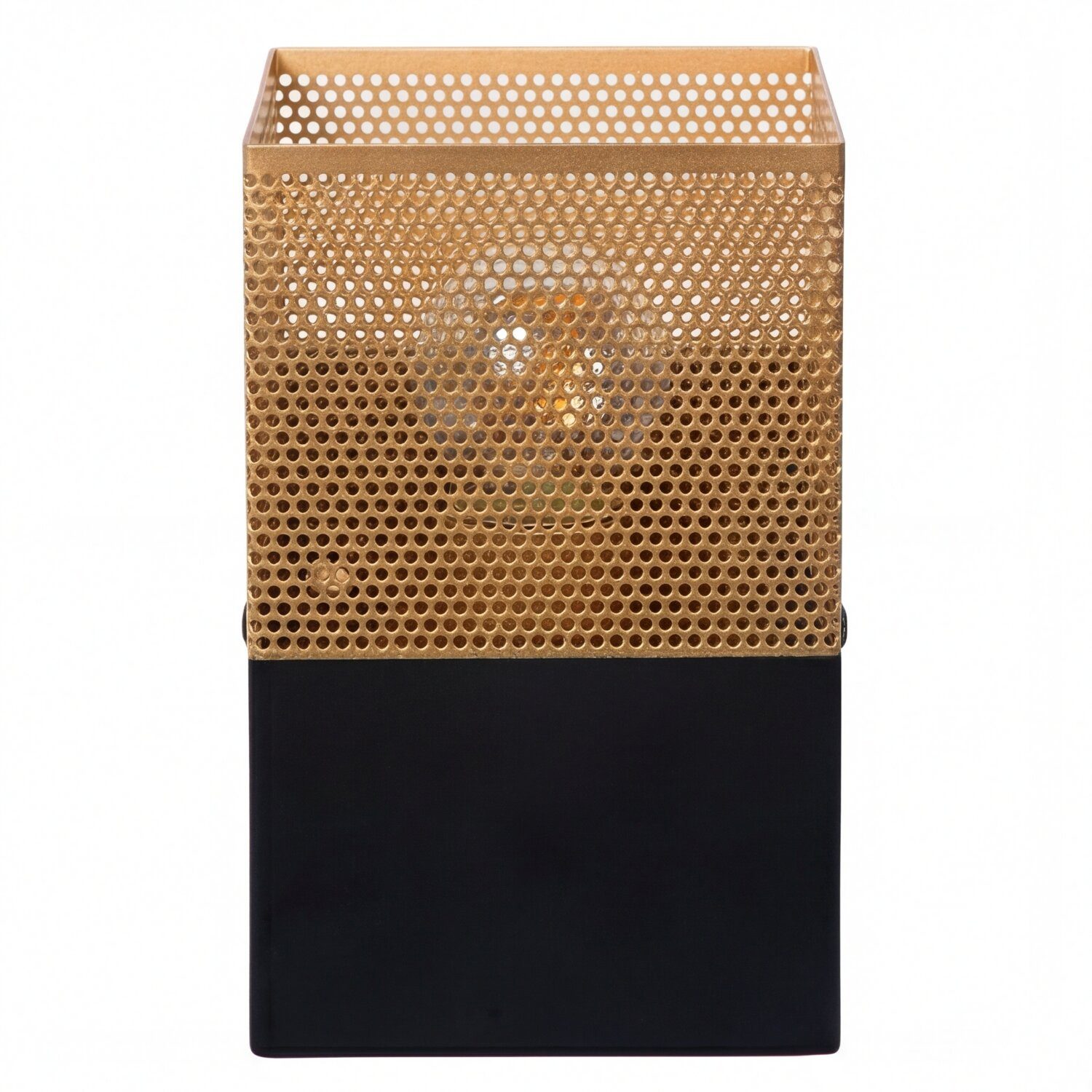 Licht-Erlebnisse Wandleuchte TELUR, ohne Leuchtmittel, Industrial Design Schwarz Gold Metall eckig B:10 cm E27 Wohnzimmer