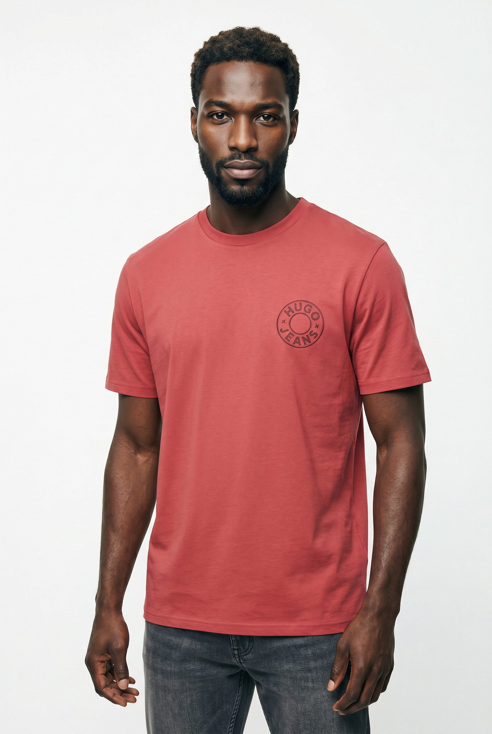 HUGO T-Shirt Nemodo Rundhalsausschnitt, reine Baumwolle, Brustdruck