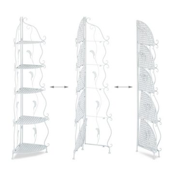 relaxdays Eckregal Weißes Eckregal aus Metall mit 5 Ablagen