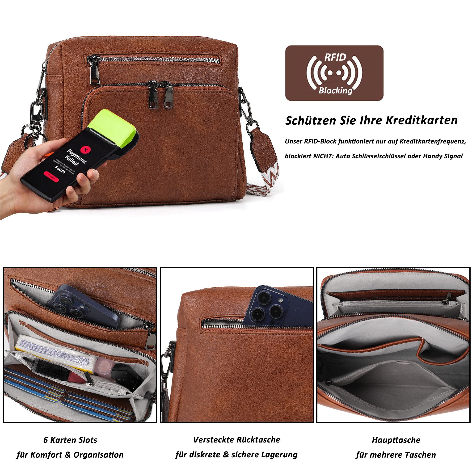 TAN.TOMI Schultertasche Damen Umhängetasche mit Verstellbar Abnehmbar Breiter Gurt, Leicht Damen Crossbody Bag Für Tägliches Arbeiten Verabredungen