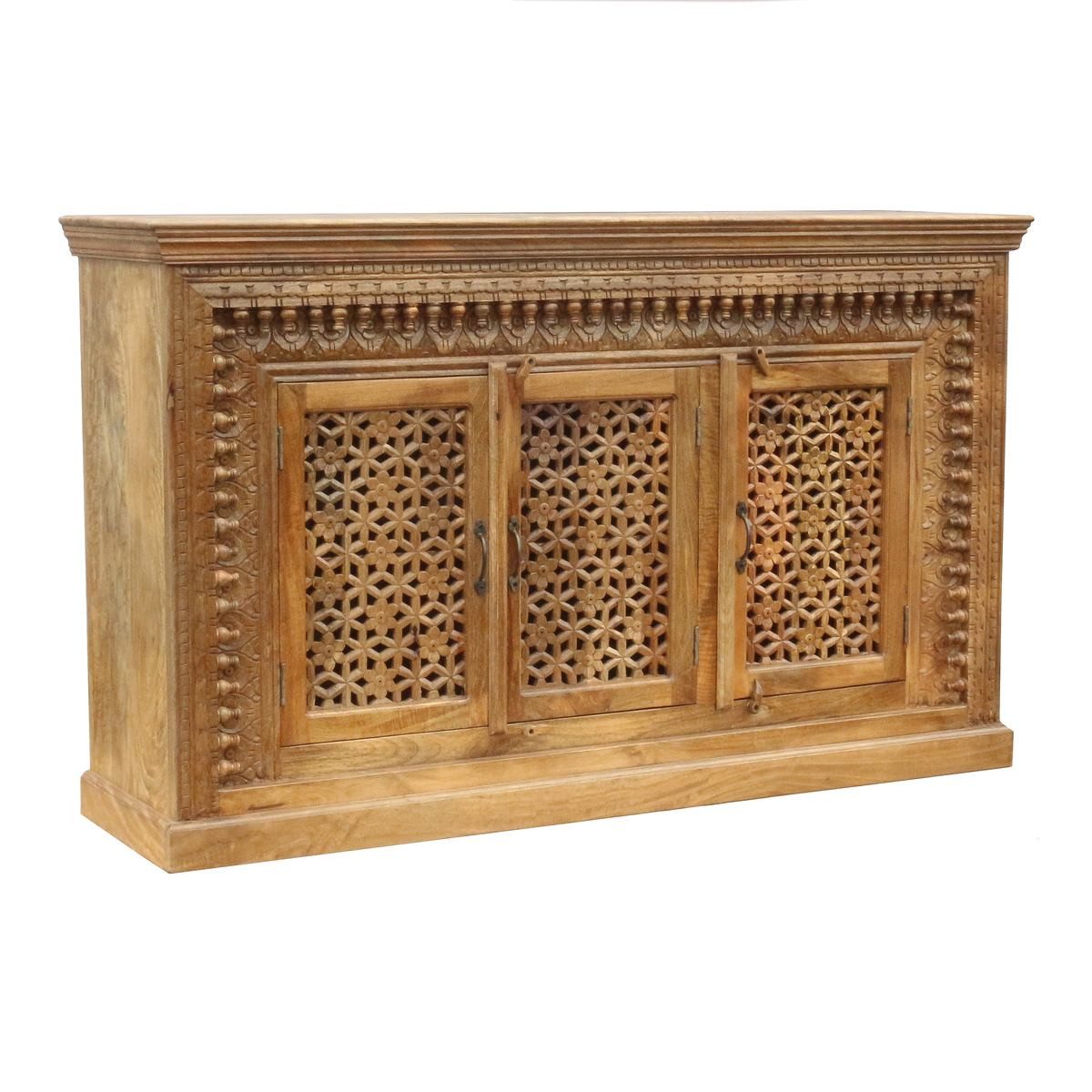 Oriental Galerie Unterschrank Indien Sideboard Santosh Natur 165 cm Anrichte Esszimmer, Kommode Flur, Schuhschrank