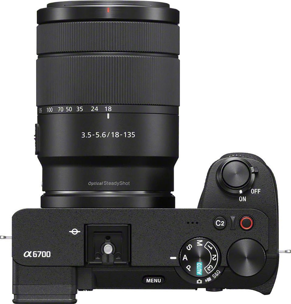Sony Alpha ILCE-6700 + 18–135-mm-Objektiv Bluetooth, MP, 26 SEL-18135, (18–135-mm Systemkamera WLAN)