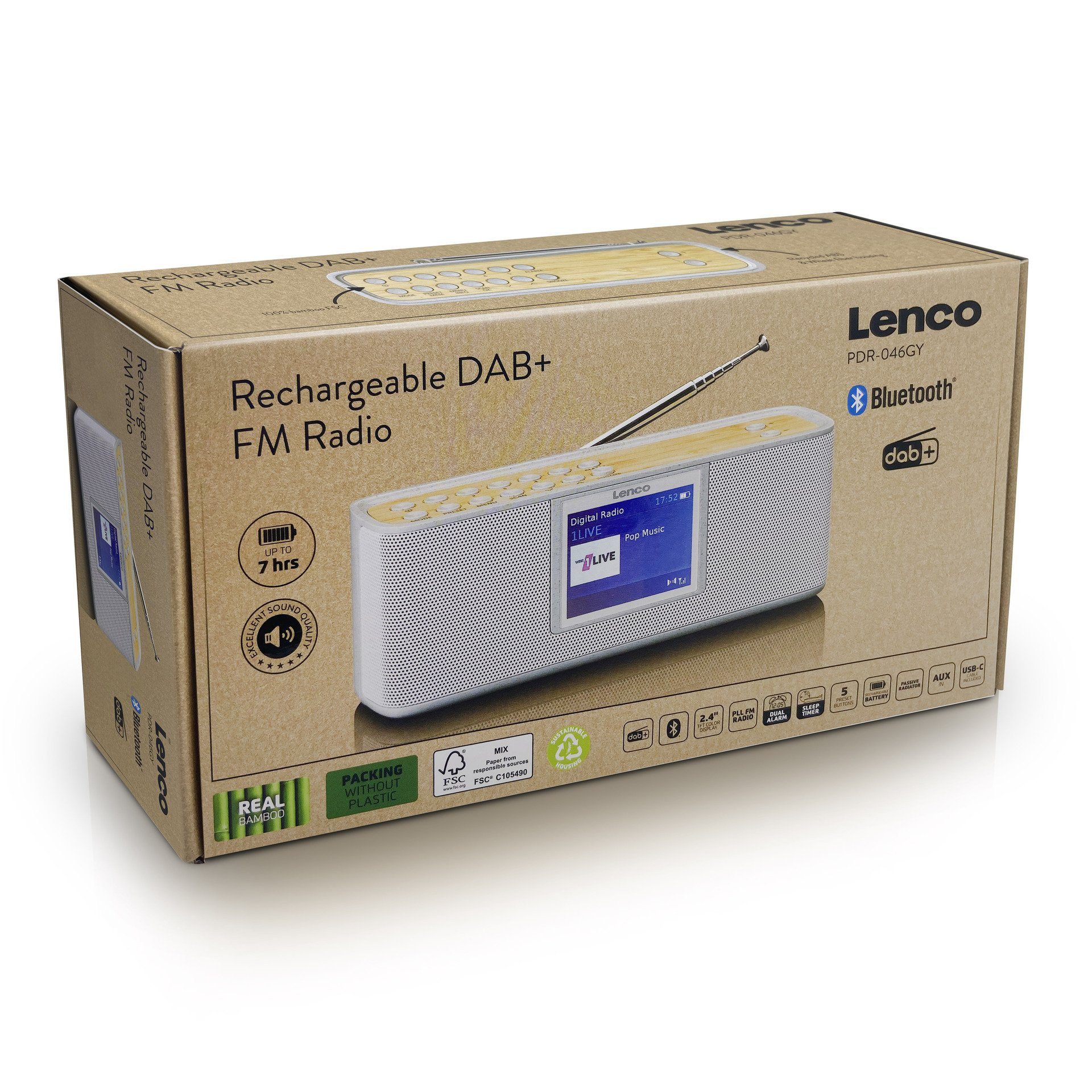 Lenco PDR-046GY - Digitalradio (DAB) Radio DAB+/FM (DAB) (Digitalradio