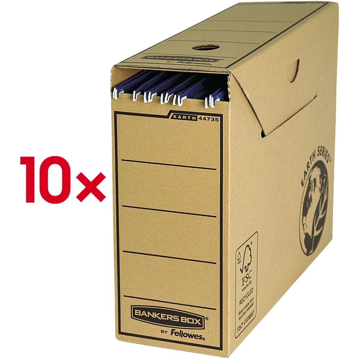 BANKERS BOX EARTH SERIES Archivcontainer (10 St), Archivbox für Hängemappen