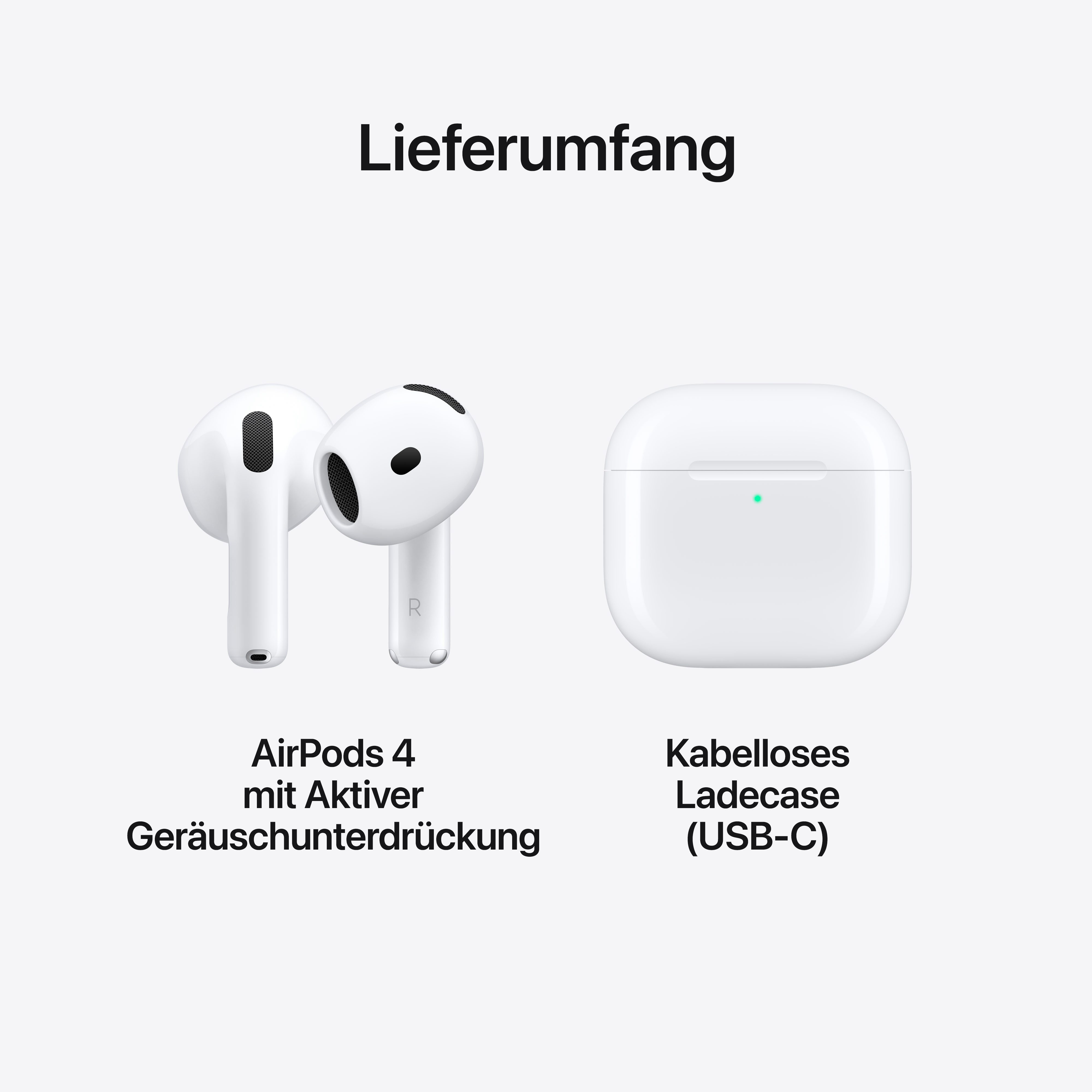 Apple AirPods 4 ANC wireless In-Ear-Kopfhörer (Transparenzmodus, integrierte Steuerung für Anrufe und Musik, kompatibel mit Siri, Siri, Bluetooth) – Bild 4 von 5