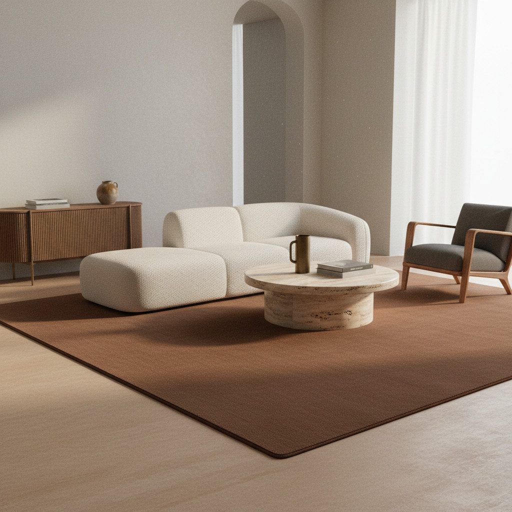 KADIMA DESIGN Teppich LECH Wohnzimmer Waschbar Schlafzimmer Wohnzimmerteppich Esszimmer Uni, Läufer, Höhe: 9 mm, Braun, 60x110 cm, Modern Esszimmerteppich Fußbodenheizung Waschbar