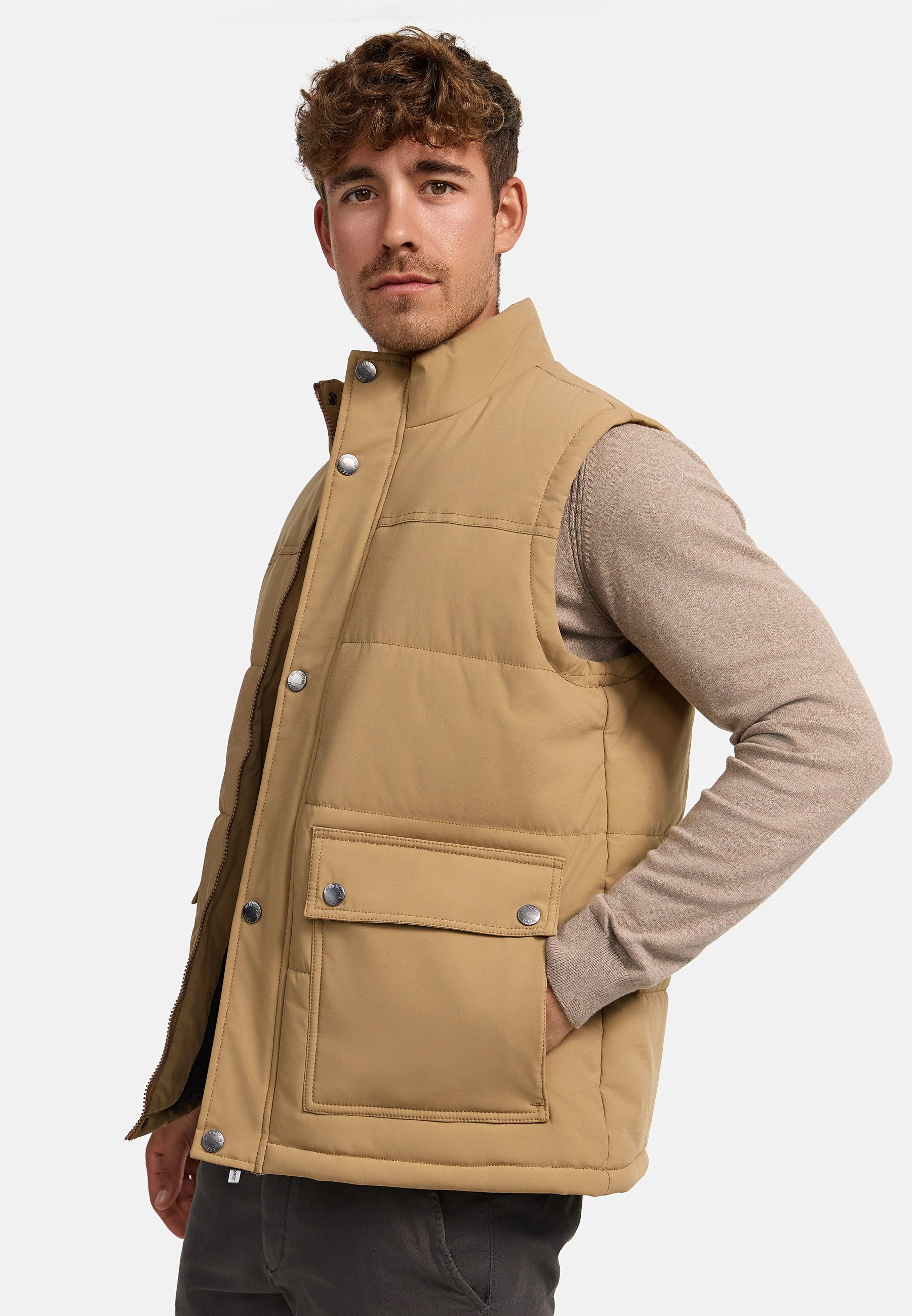 Indicode Steppweste Herren INBellmil Weste Herrenweste mit Reißverschluss und Stehkragen