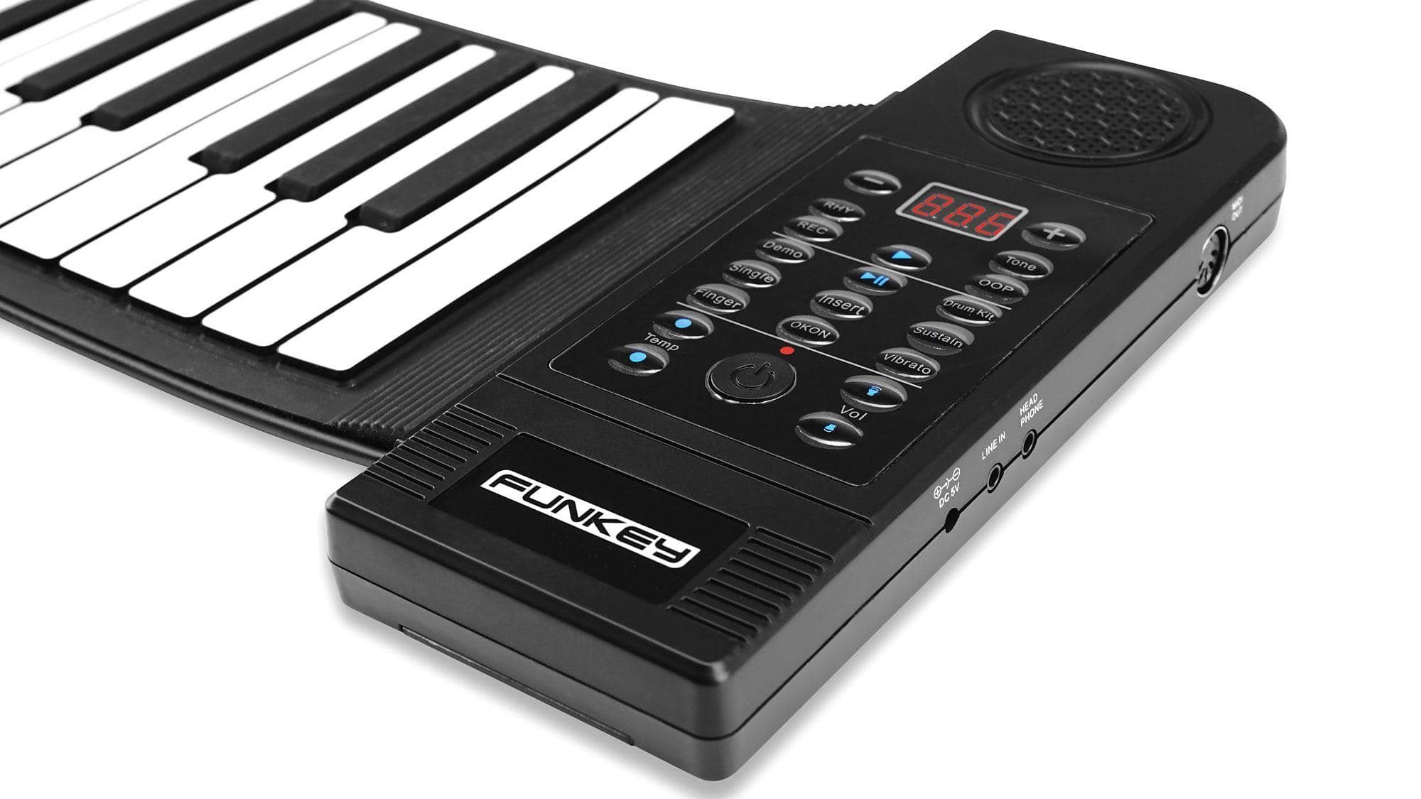 FunKey Spielzeug-Musikinstrument RP-61M Rollpiano 61 TasteBetterie- und Netzbetrieb möglich, Zusammenrollbar für einfachen Transport