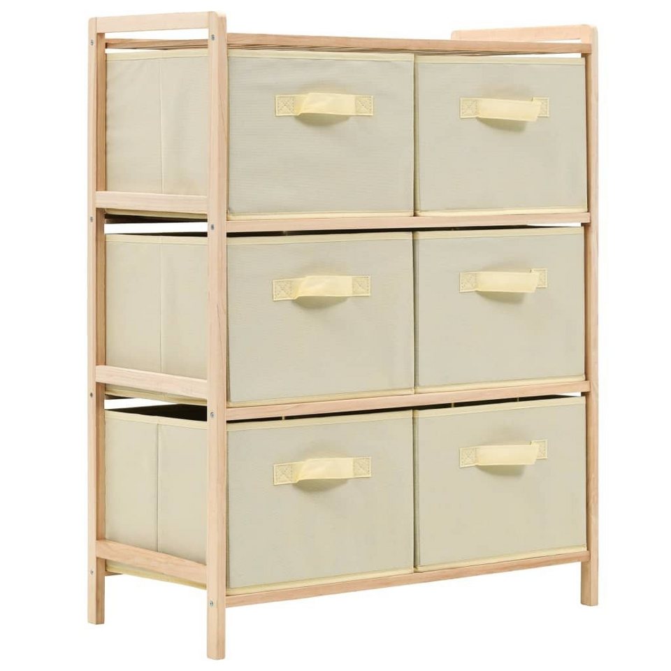 vidaXL Fächerschrank Korb-Kommode mit 6 Stoffkörben Zedernholz Beige (1-St)