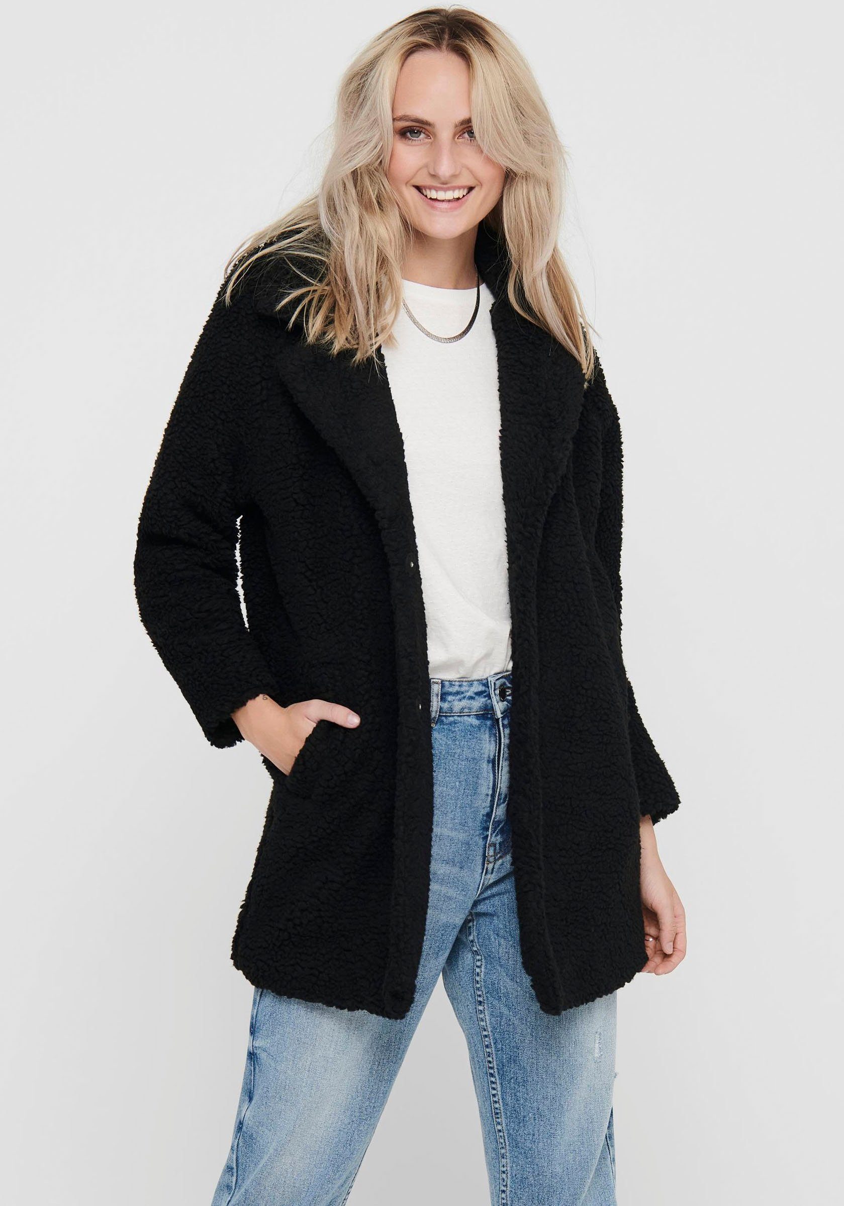 ONLY Kurzmantel ONLAURELIA SHERPA COAT aus Teddyplüsch